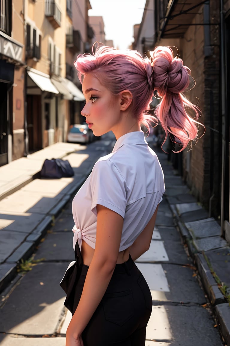 

 A 18-year-old Russian girl Sophie stands in an alleyway getting fucked by  a male friend, looking directly at the viewer with her beautiful, detailed eyes. Her textured skin glows under ambient light, with realistic shadows accentuating her features. Pink hair flows down her back, tied up in a side bun. shes on alley with her male friend, he is fucking her, standing sex, 1man, 1girl, her bestfriend name is Tony, he is fucking her hardcore, stand doggystyle sex, side view 