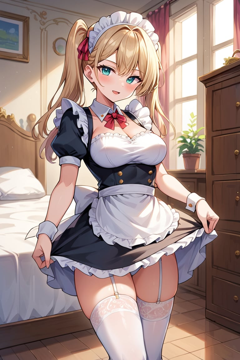 score_9, score_8_up, 1girl, masterpiece , maid, maid outfit, bedroom, power