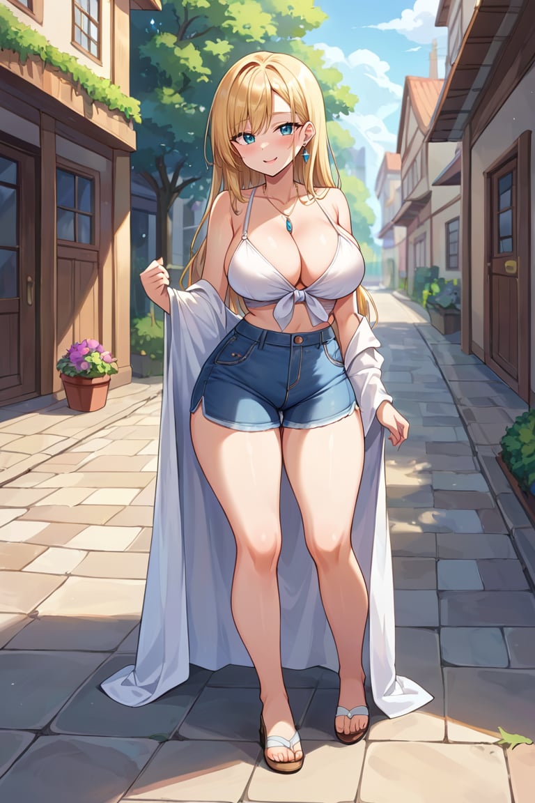  score_9, score_8_up, 1girl, masterpiece,  big_breasts,  outdoors, clothes, cleavage