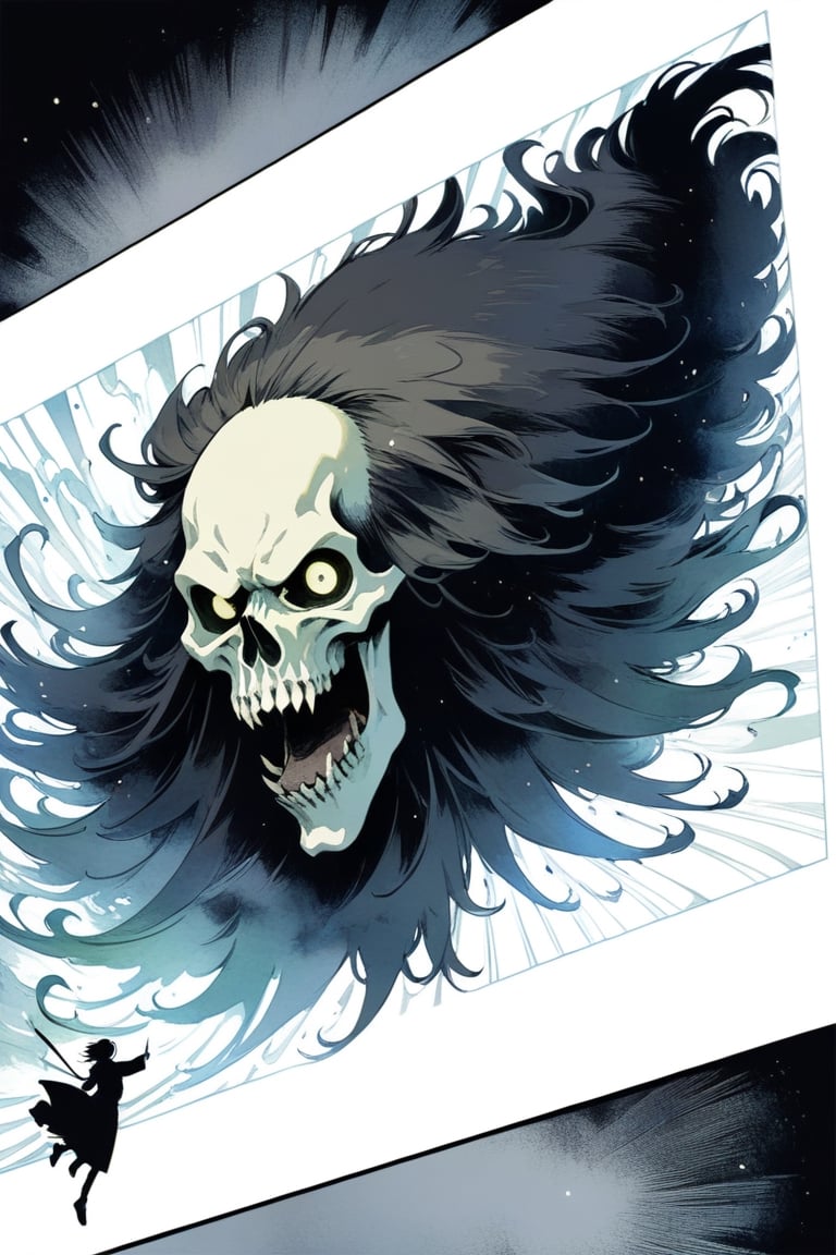8k, illustration, (((Shinigami))), monster, creepy, powerful, majestic, death motifs, Japanese afterlife, occult, horror, dark, moody, spooky, eerie, flat linework, poster colors, well drawn face, well drawn eyes, action pose, dark creatures, cell shaded, high contrast, dramatic, amazing artwork, serendipity art, sharp focus, intricate details, highly detailed, masterpiece, best quality, lineart, linewatercolorsdxl, Flat vector art