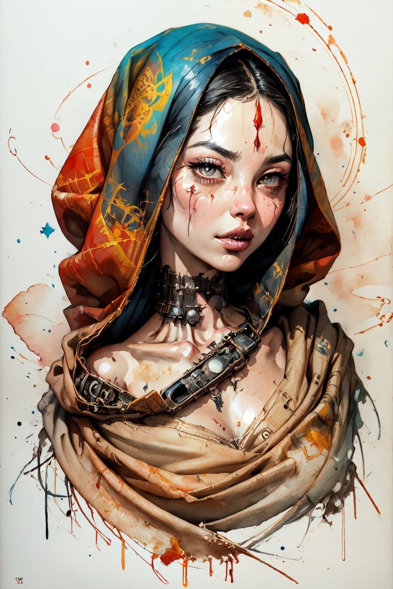 disney banksy art sticker, fantasy character, soul, digital illustration, comic book style, steampunk noir, perfect anatomy, centered, approaching perfection, dynamic, highly detailed, watercolor painting, artstation, concept art, soft, sharp focus, illustration, art by Carne Griffiths and Wadim Kashin,ASU1,eungirl,wearing wrenchpjbss,dupatta