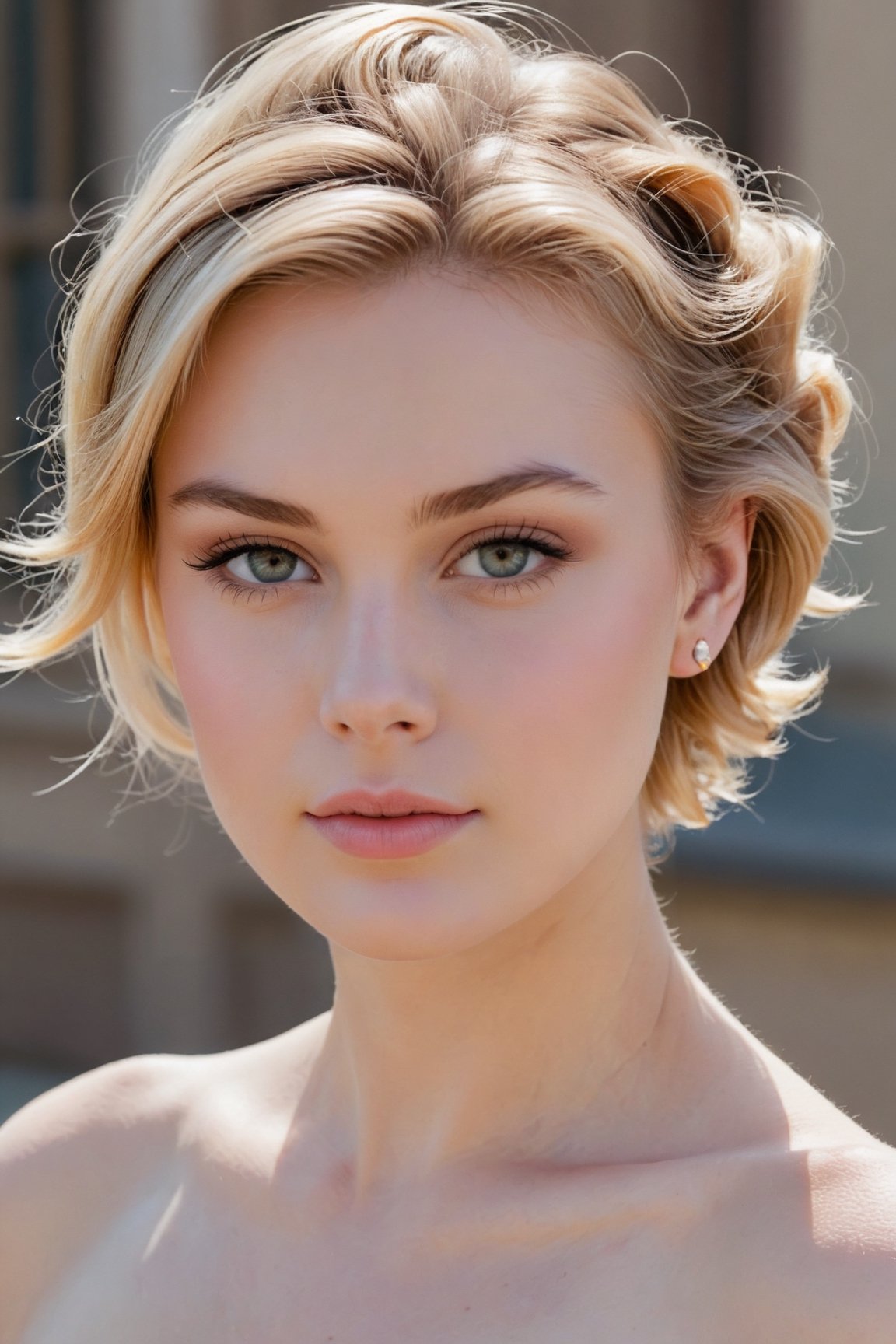 headshot,Nudity,Naked,Nude,No Clothes,Sandy blonde hair,face similar to Grace Kelly,Russian,pale skin,Messy Updo Hairstyle,Gradient blush makeup,21 year old,Boyish_normal_breasts,headshot,Sunny Day Spring,Posing for a photo


