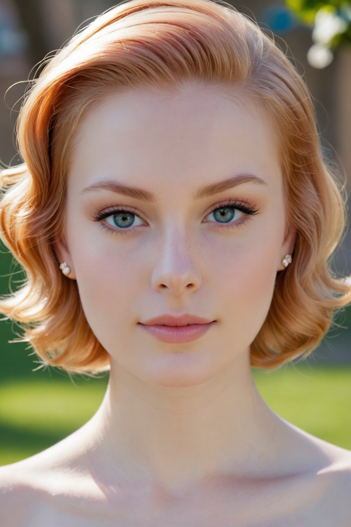 headshot,Nudity,Naked,Nude,No Clothes,Strawberry blonde hair,face similar to Grace Kelly,Russian,pale skin,Peacock Hairstyle,Highlight and contour,21 year old,Boyish_normal_breasts,headshot,Sunny Day Spring,Posing for a photo





