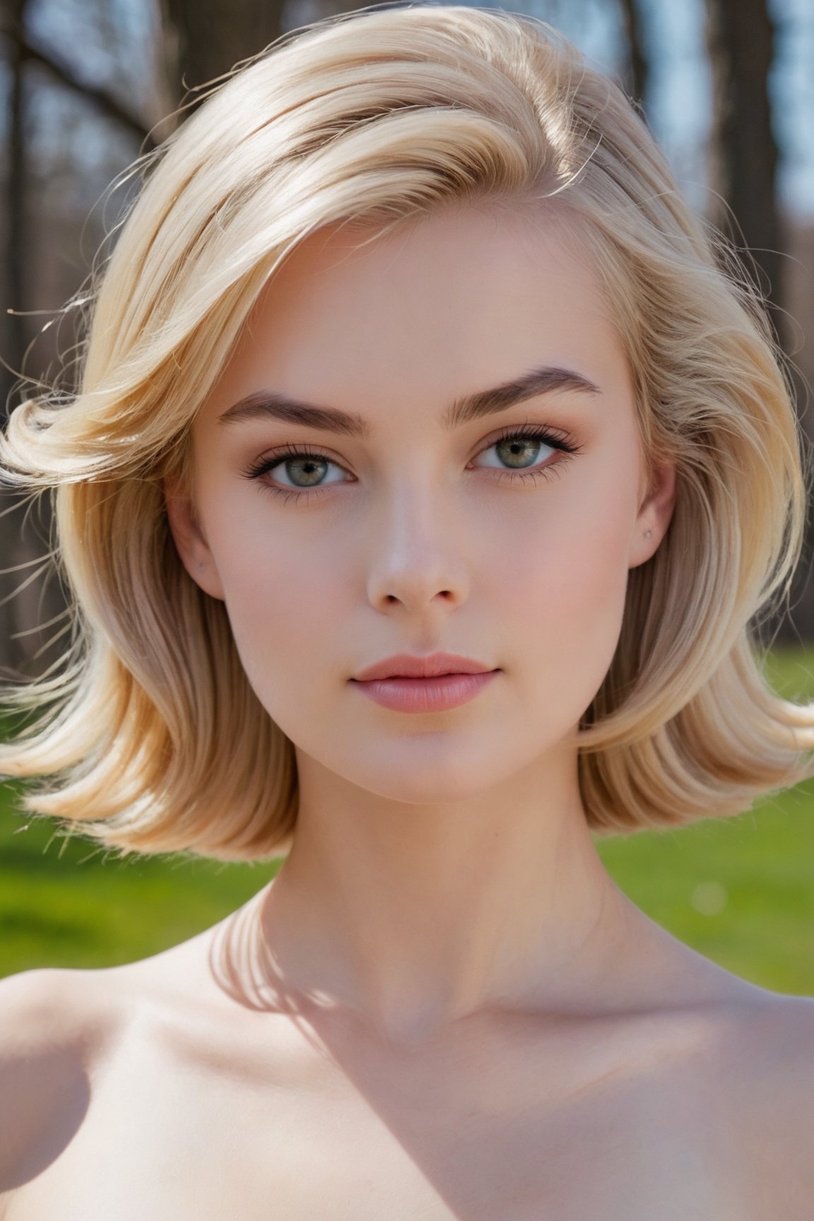 headshot,Nudity,Naked,Nude,No Clothes,Ash-blonde hair,face similar to Grace Kelly,Russian,pale skin,Bangs Hairstyle,Bold brows makeup,21 year old,Boyish_normal_breasts,headshot,Sunny Day Spring,Posing for a photo

