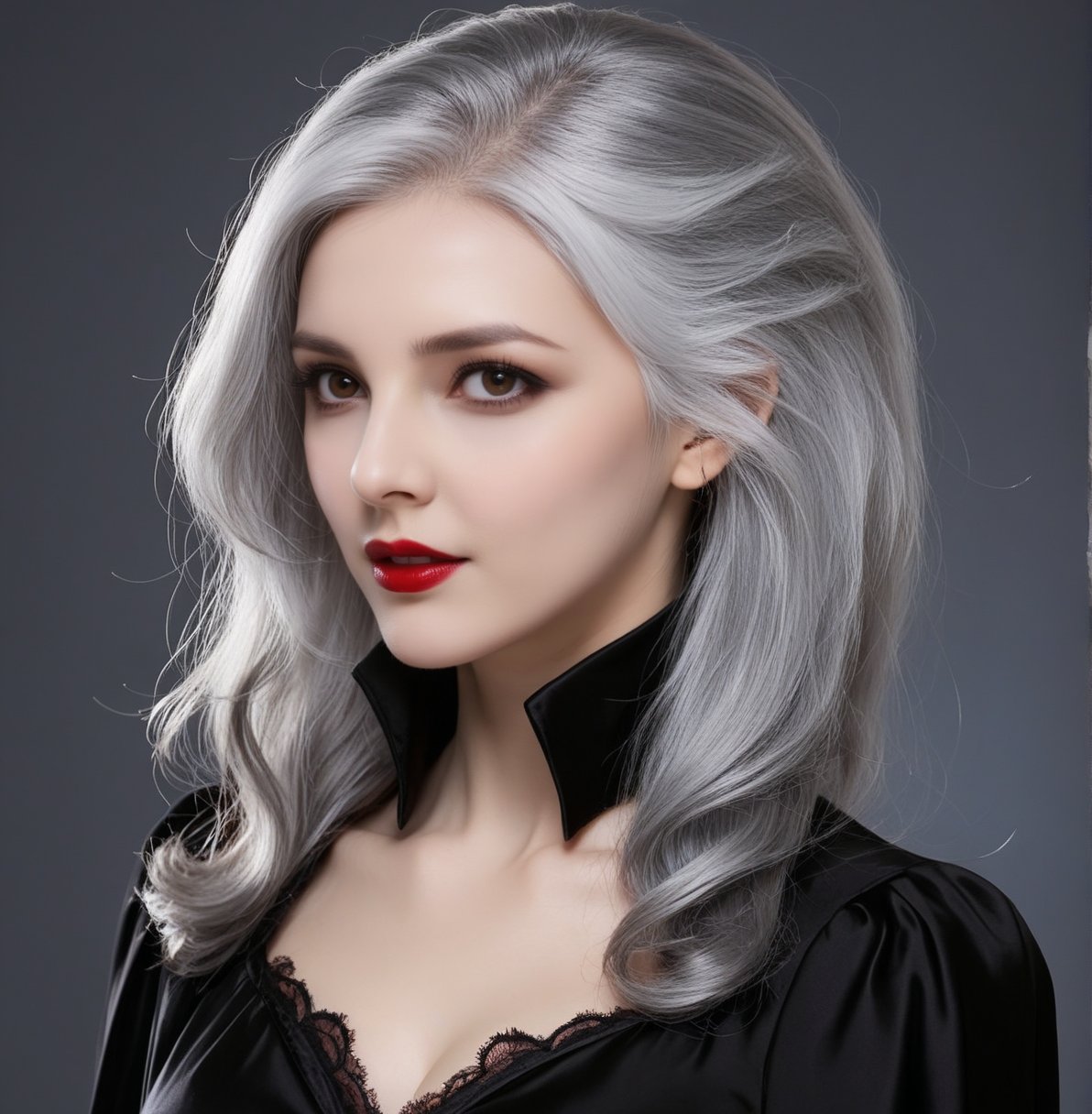 woman, female vampire, gray hair,