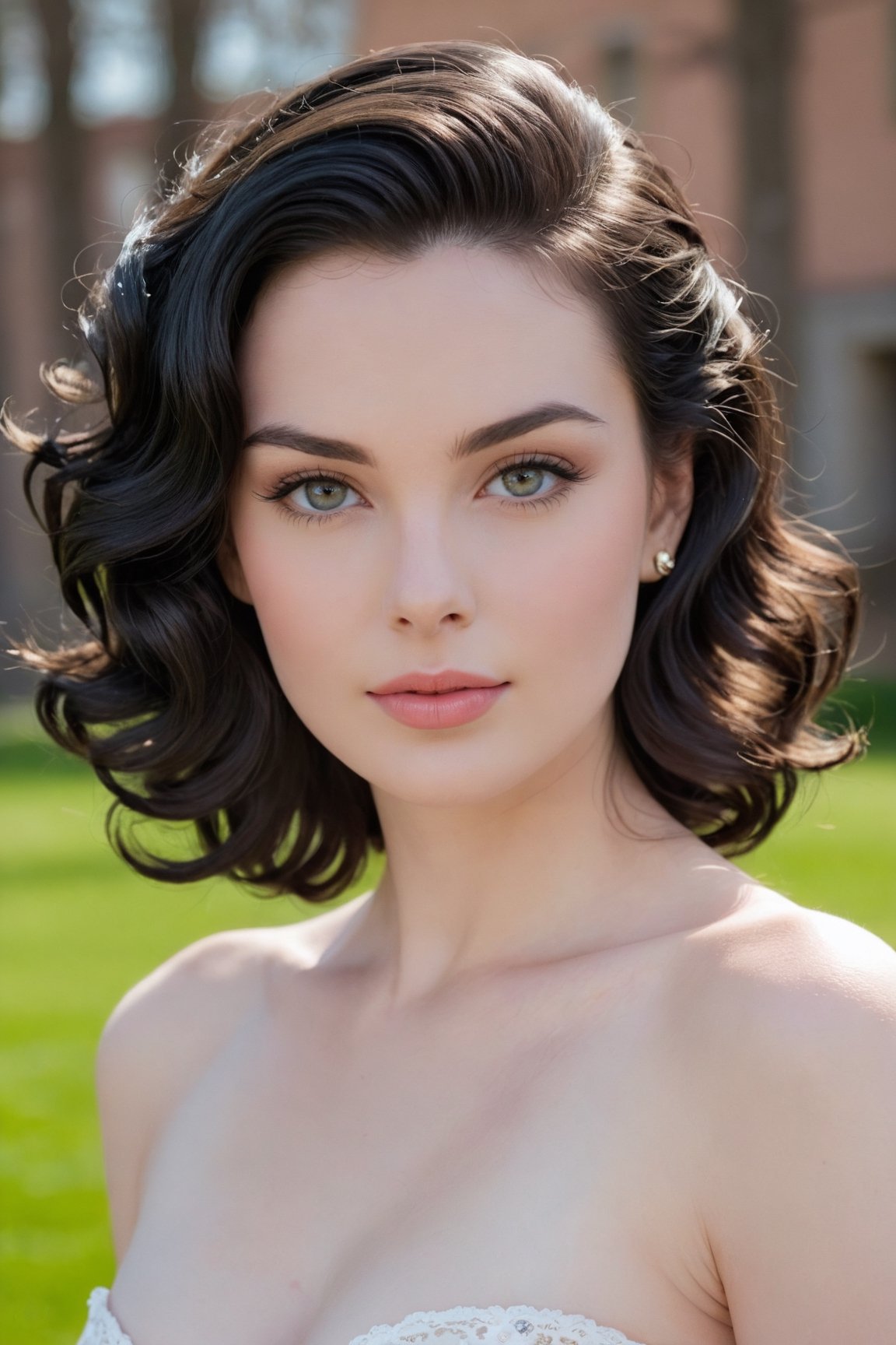 headshot,Nudity,Naked,Nude,No Clothes,Raven black hair,face similar to Grace Kelly,Russian,pale skin,Long hair curls Hairstyle,Glamour makeup,21 year old,Boyish_normal_breasts,headshot,Sunny Day Spring,Posing for a photo


