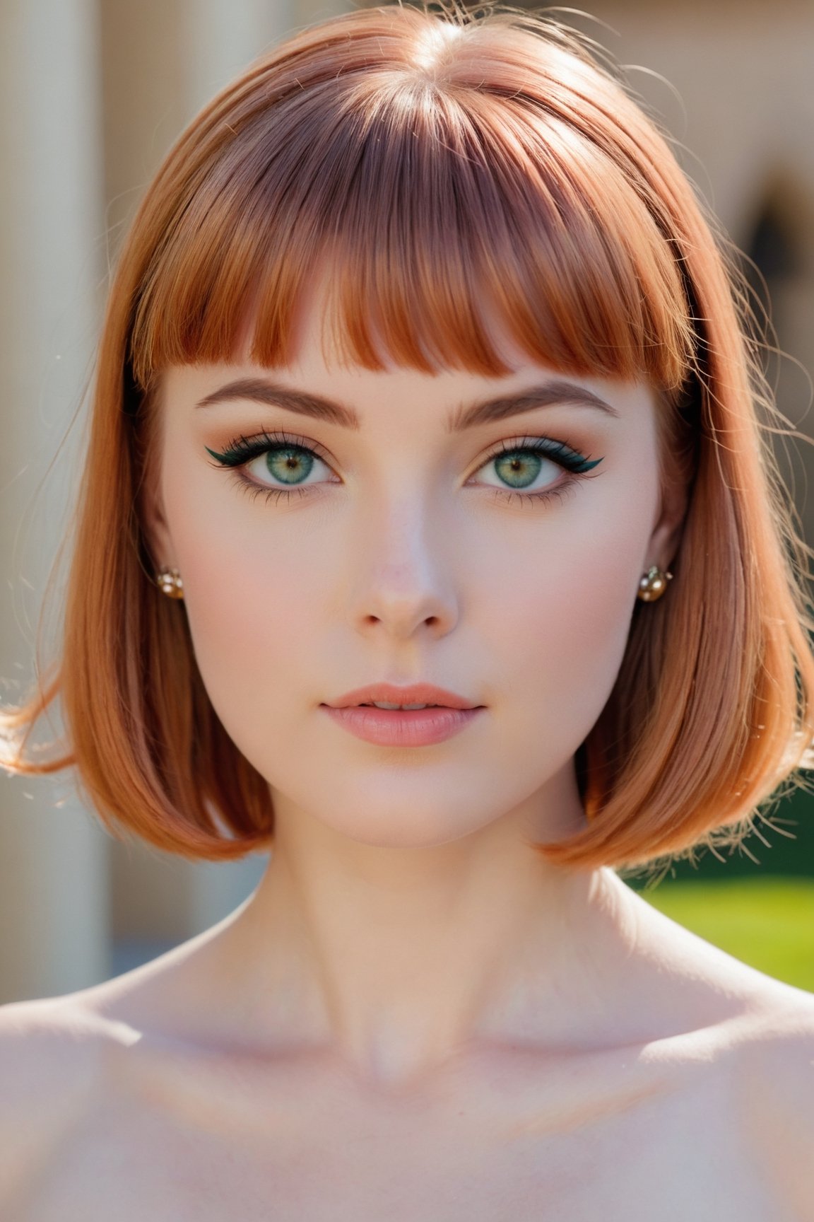 headshot,Nudity,Naked,Nude,No Clothes,Copper hair,face similar to Grace Kelly,Russian,pale skin,Cleopatra bangs Hairstyle,Colorful eyeliner makeup,21 year old,Boyish_normal_breasts,headshot,Sunny Day Spring,Posing for a photo


