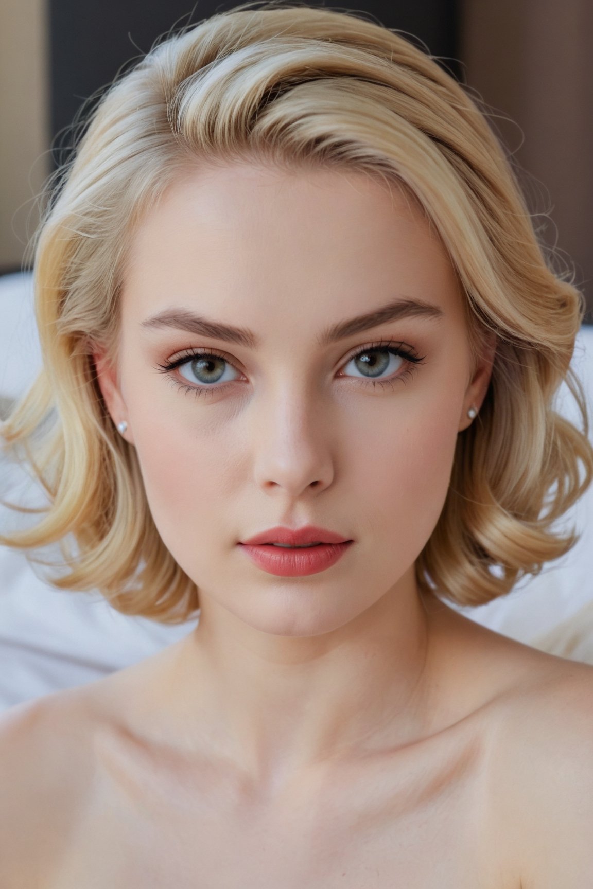 headshot,Nudity,Naked,Nude,No Clothes,Blonde hair,face similar to Grace Kelly,Russian,pale skin,Bed Head Hairstyle,Bold lips makeup,21 year old,Boyish_normal_breasts,headshot,Sunny Day Spring,Posing for a photo
