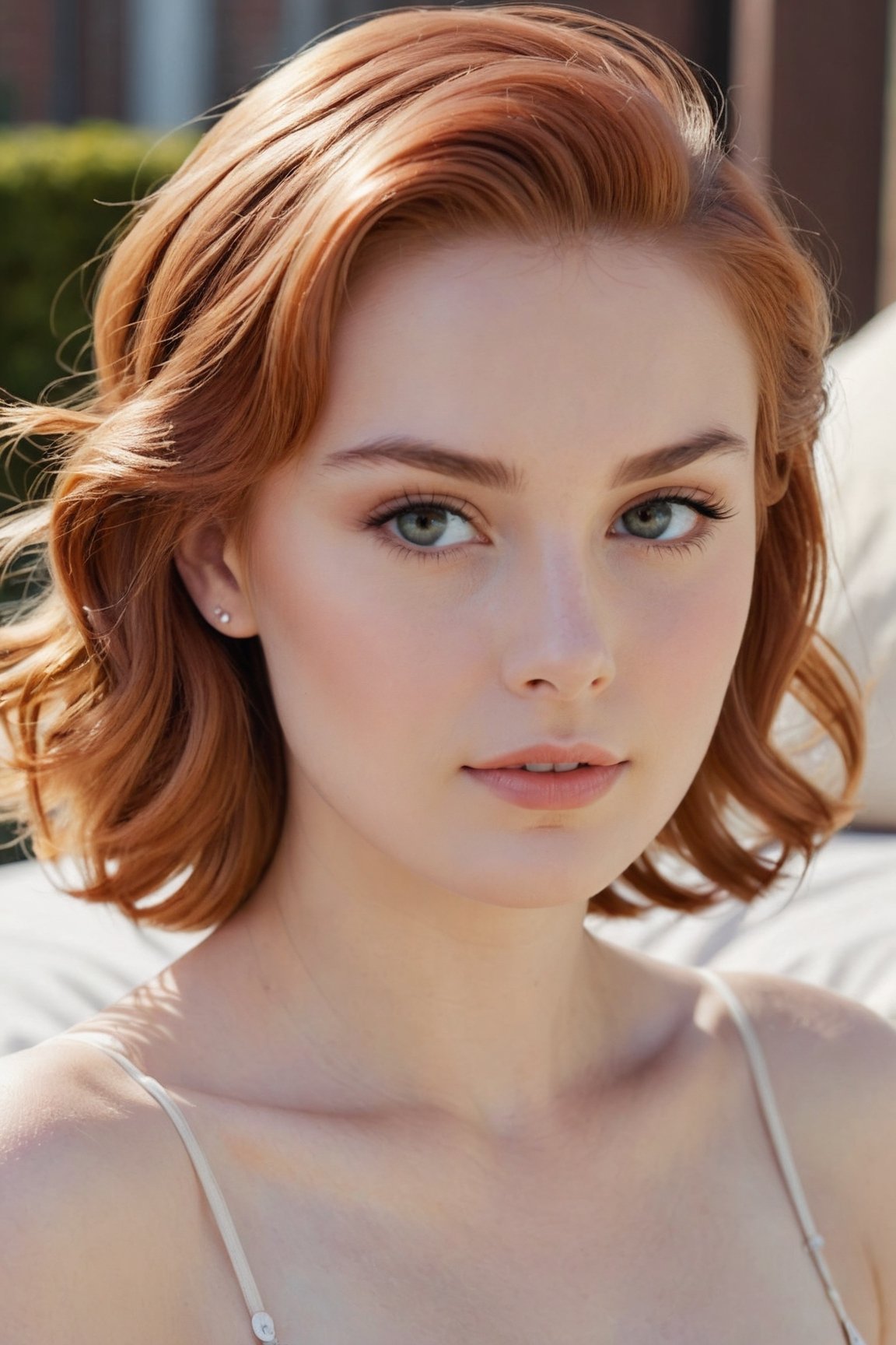 headshot,Nudity,Naked,Nude,No Clothes,Copper hair,face similar to Grace Kelly,Russian,pale skin,Bed Head Hairstyle,Ombre makeup,21 year old,Boyish_normal_breasts,headshot,Sunny Day Spring,Posing for a photo

