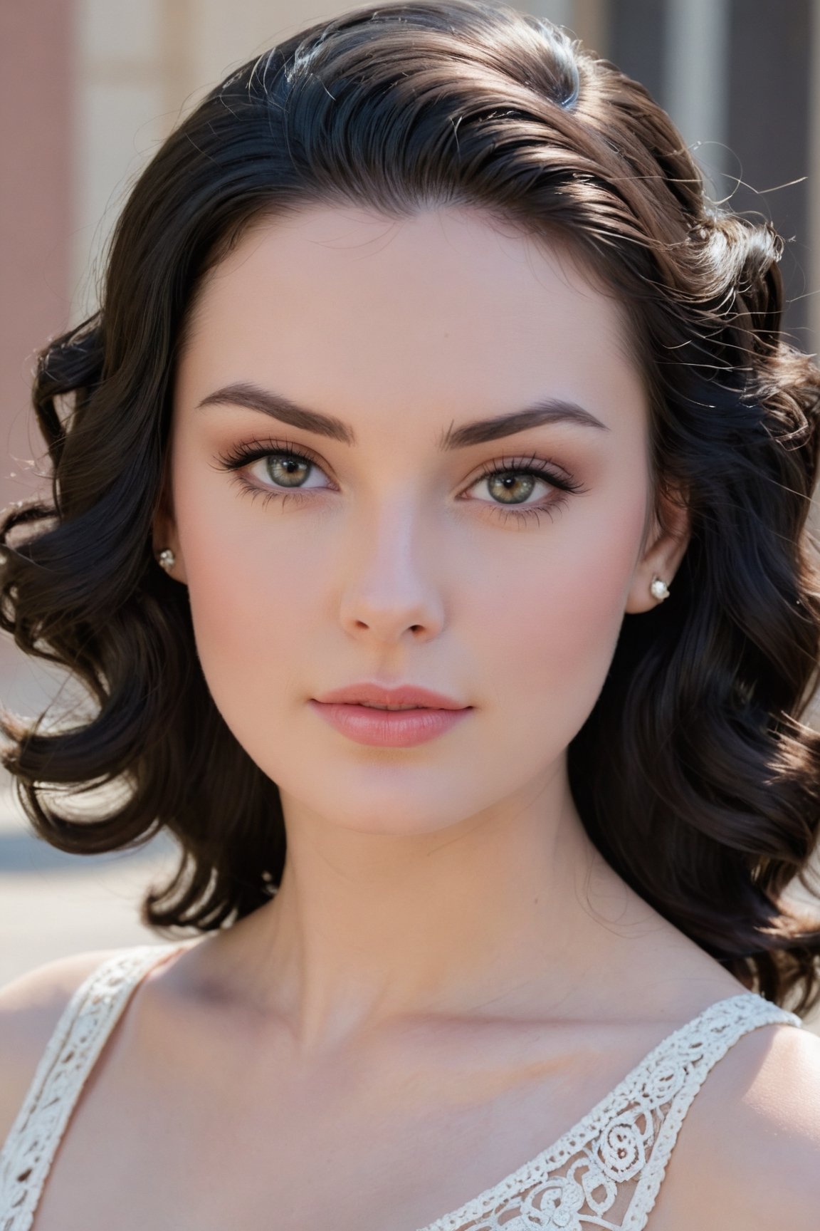 headshot,Nudity,Naked,Nude,No Clothes,Raven black hair,face similar to Grace Kelly,Russian,pale skin,Long hair curls Hairstyle,Glamour makeup,21 year old,Boyish_normal_breasts,headshot,Sunny Day Spring,Posing for a photo


