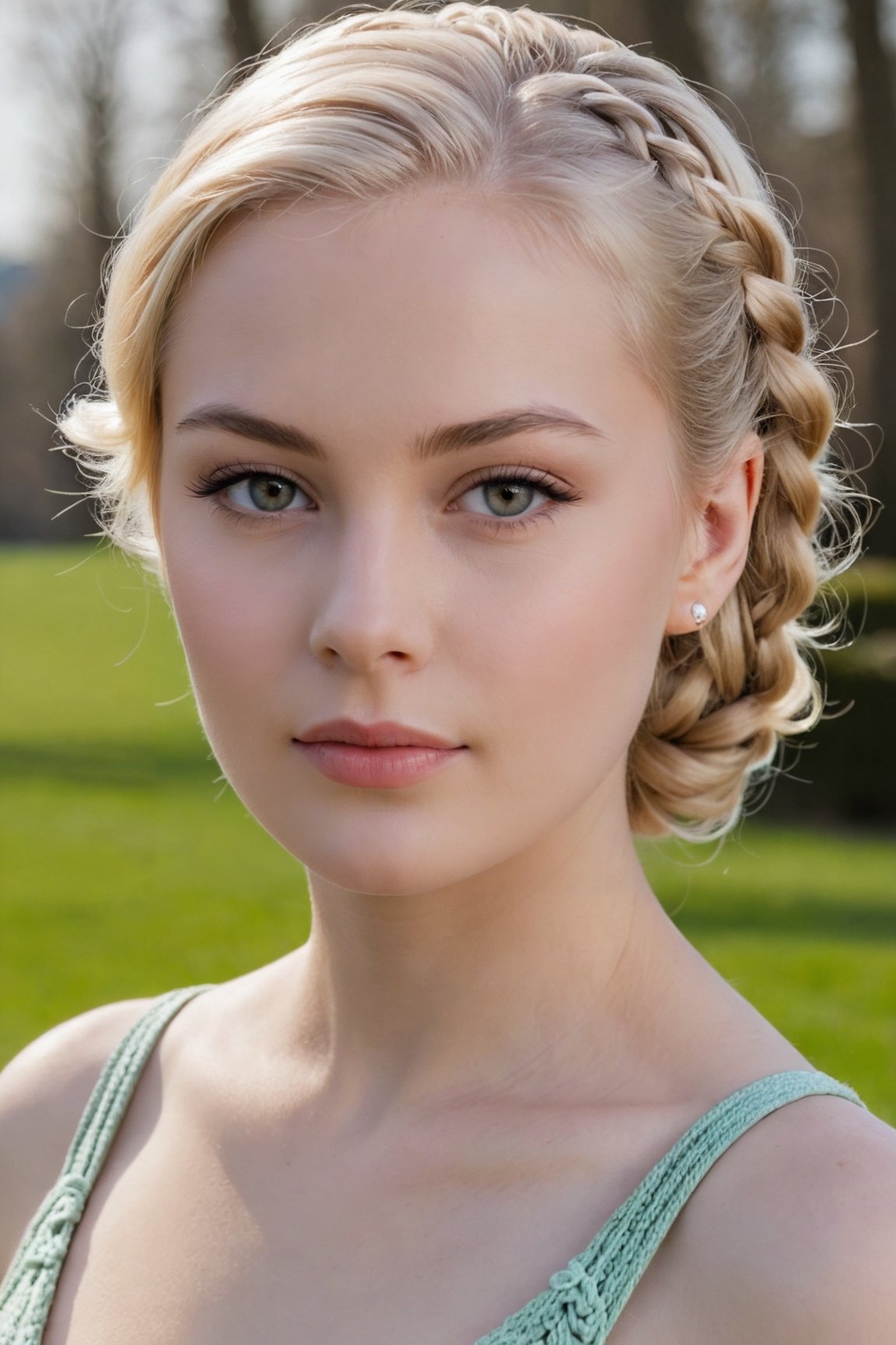 headshot,Nudity,Naked,Nude,No Clothes,Platinum blonde hair,face similar to Grace Kelly,Russian,pale skin,Dutch braid Hairstyle,Subtle eyeliner makeup,21 year old,Boyish_normal_breasts,headshot,Sunny Day Spring,Posing for a photo


