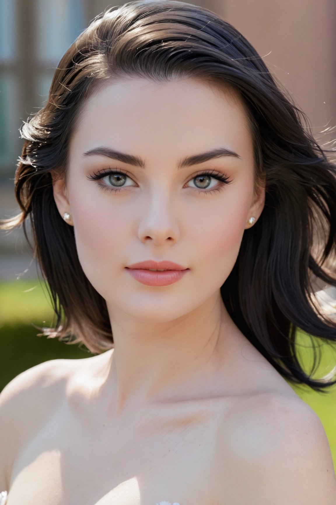 headshot,Nudity,Naked,Nude,No Clothes,Off-black hair,face similar to Grace Kelly,Russian,pale skin,Long and silky Hairstyle,Feathered eyeliner makeup,21 year old,Boyish_normal_breasts,headshot,Sunny Day Spring,Posing for a photo
