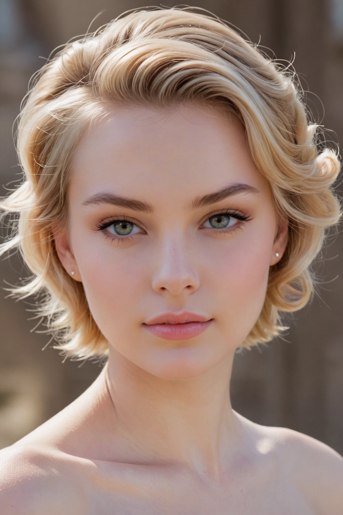 headshot,Nudity,Naked,Nude,No Clothes,Sandy blonde hair,face similar to Grace Kelly,Russian,pale skin,Messy Updo Hairstyle,Gradient blush makeup,21 year old,Boyish_normal_breasts,headshot,Sunny Day Spring,Posing for a photo


