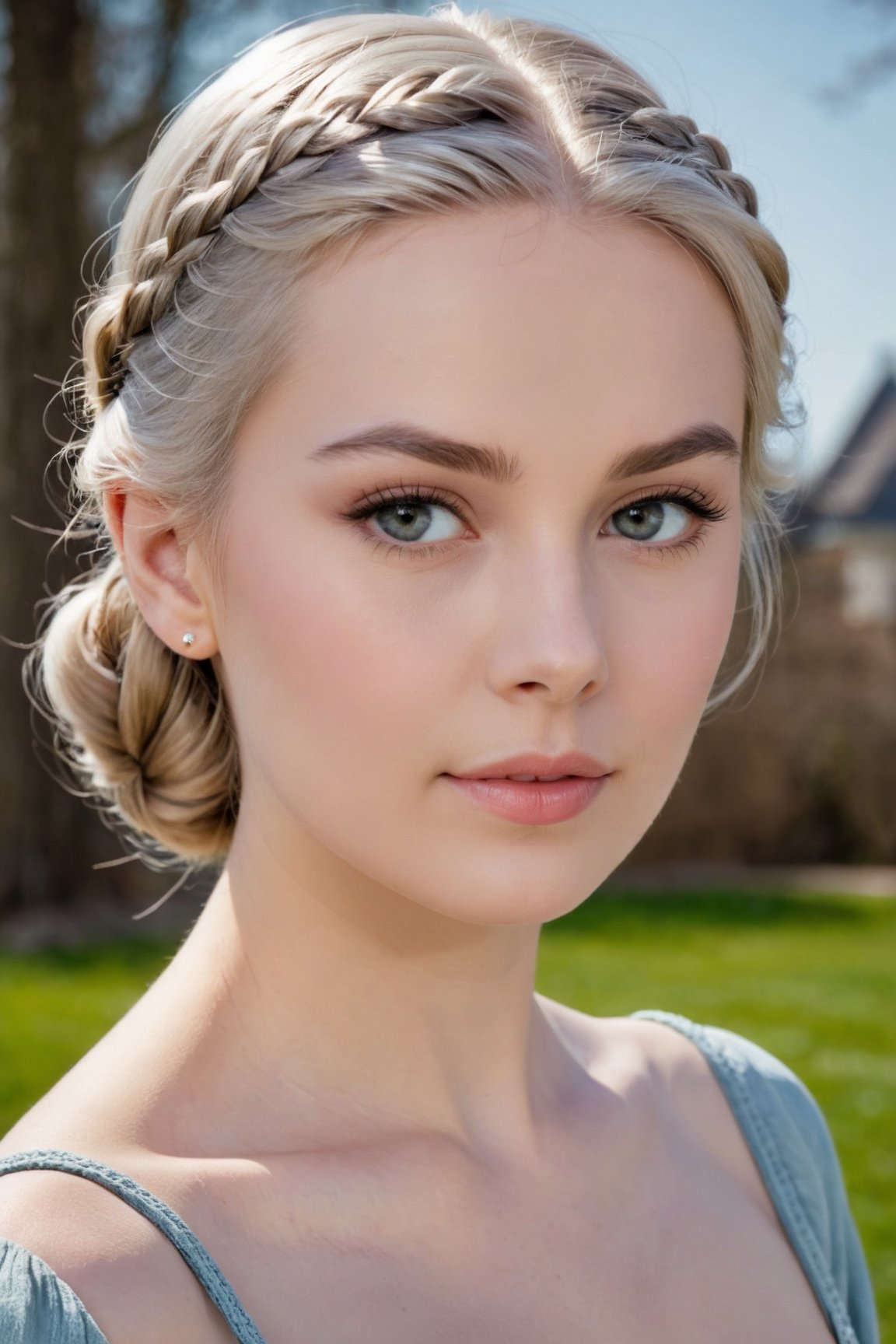 headshot,Nudity,Naked,Nude,No Clothes,Silver hair,face similar to Grace Kelly,Russian,pale skin,Milkmaid braid Hairstyle,Graphic liner makeup,21 year old,Boyish_normal_breasts,headshot,Sunny Day Spring,Posing for a photo



