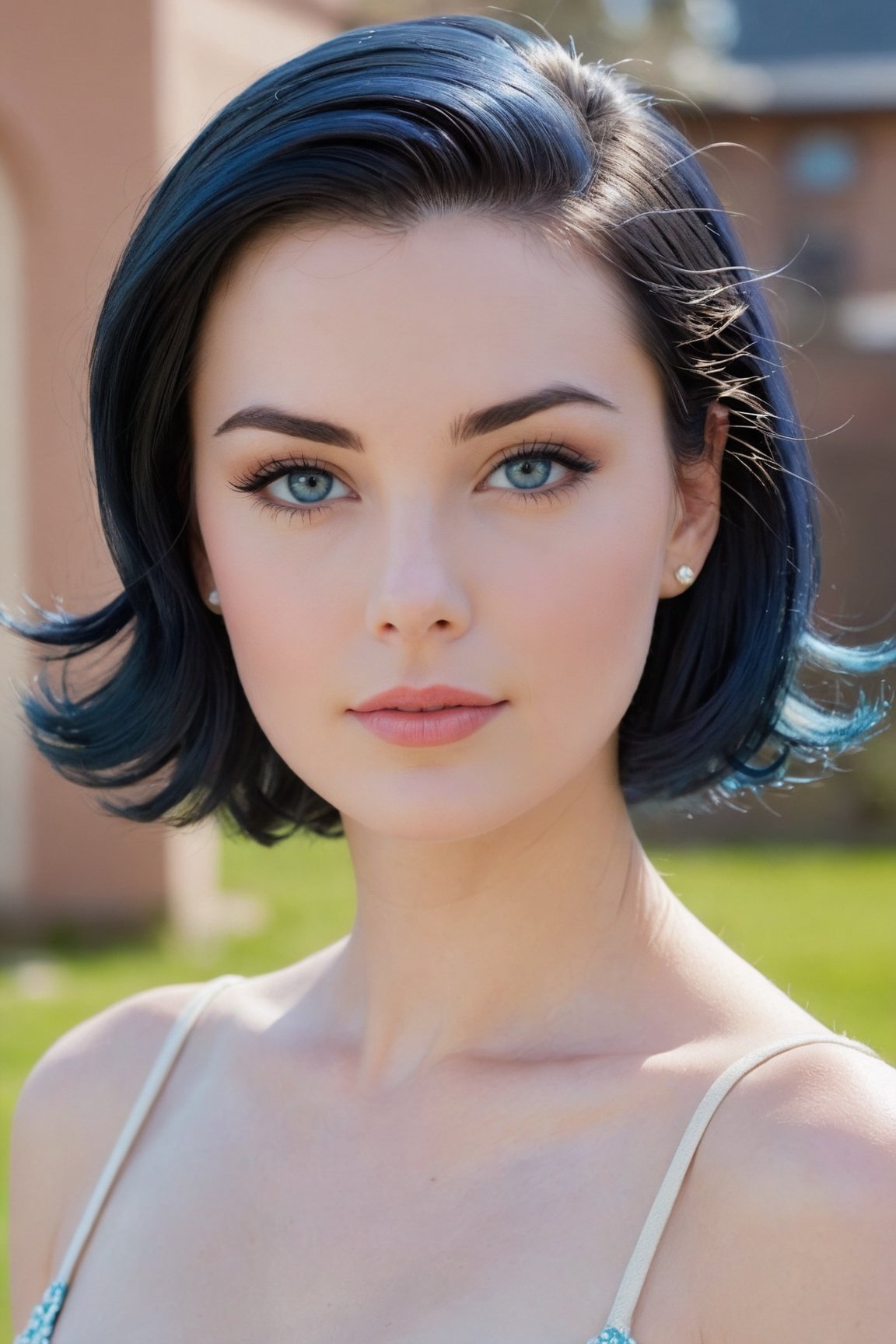 headshot,Nudity,Naked,Nude,No Clothes,Blue-black hair,face similar to Grace Kelly,Russian,pale skin,Blowout Hairstyle,Bright eyeliner makeup,21 year old,Boyish_normal_breasts,headshot,Sunny Day Spring,Posing for a photo
