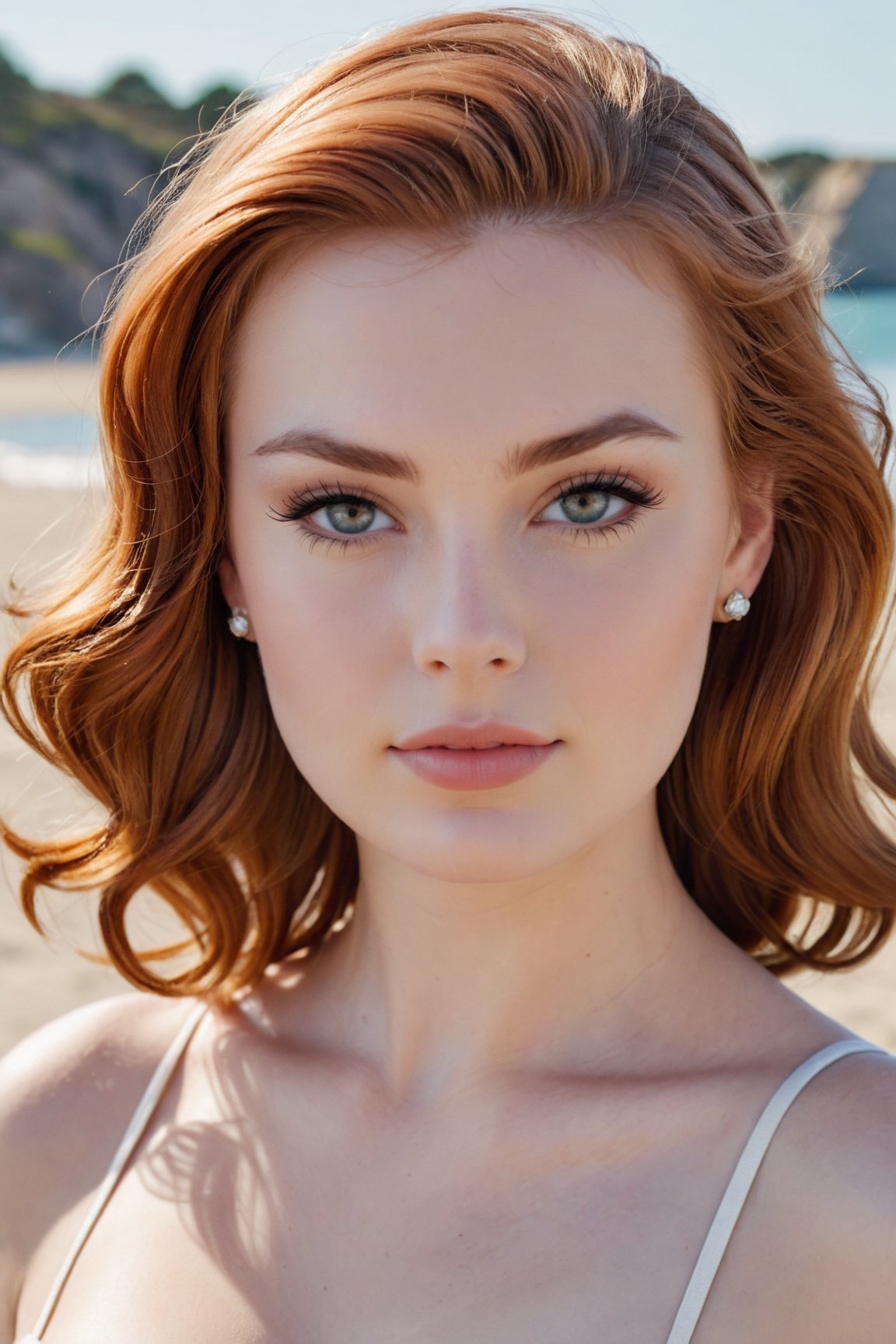 headshot,Nudity,Naked,Nude,No Clothes,Auburn hair,face similar to Grace Kelly,Russian,pale skin,Beach Waves Hairstyle,Bold eyeliner makeup,21 year old,Boyish_normal_breasts,headshot,Sunny Day Spring,Posing for a photo
