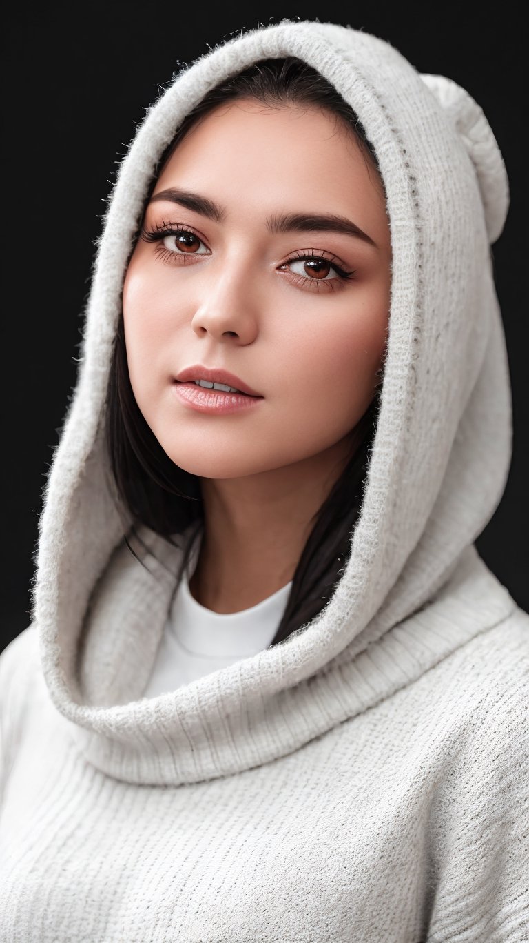 raytracing, absurdres, ultra detailed, 8k raw,
1girl,eyes,nose,lips,
sweater,white background,