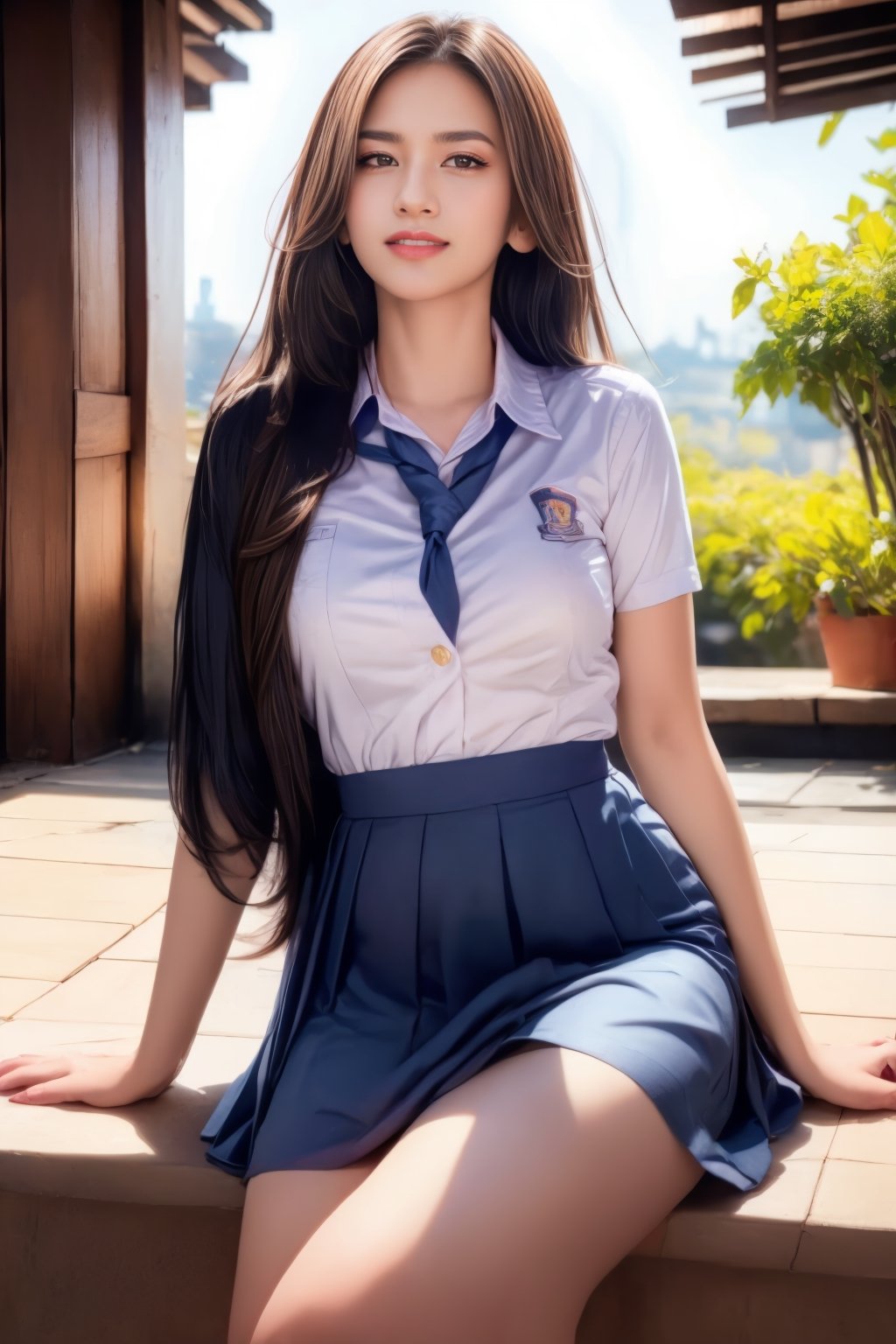 village girl wearing school uniform, light golden-brown hairs,smily face, attractive, flirting, looking at viewer, portrait, photography, detailed skin, realistic, photo-realistic, 8k, highly detailed, full length frame, High detail RAW color art, diffused soft lighting, sharp focus, hyperrealism, cinematic lighting,photorealistic,1 girl,sm4c3w3k