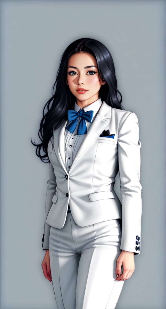 score_9, score_8_up, score_7_up, cinematic style-10000 beautiful woman,smoky eyes , long black hair , l ,white suit tuxedo, , miniskirt, , light background (masterpiece) (best quality) (detailed) (8k) (HDR) (wallpaper) (cinematic lighting) (sharp focus) (intricate) (masterpiece) (best quality) (detailed) (8k) (HDR) (wallpaper) (cinematic lighting) (sharp focus) (intricate) Show More