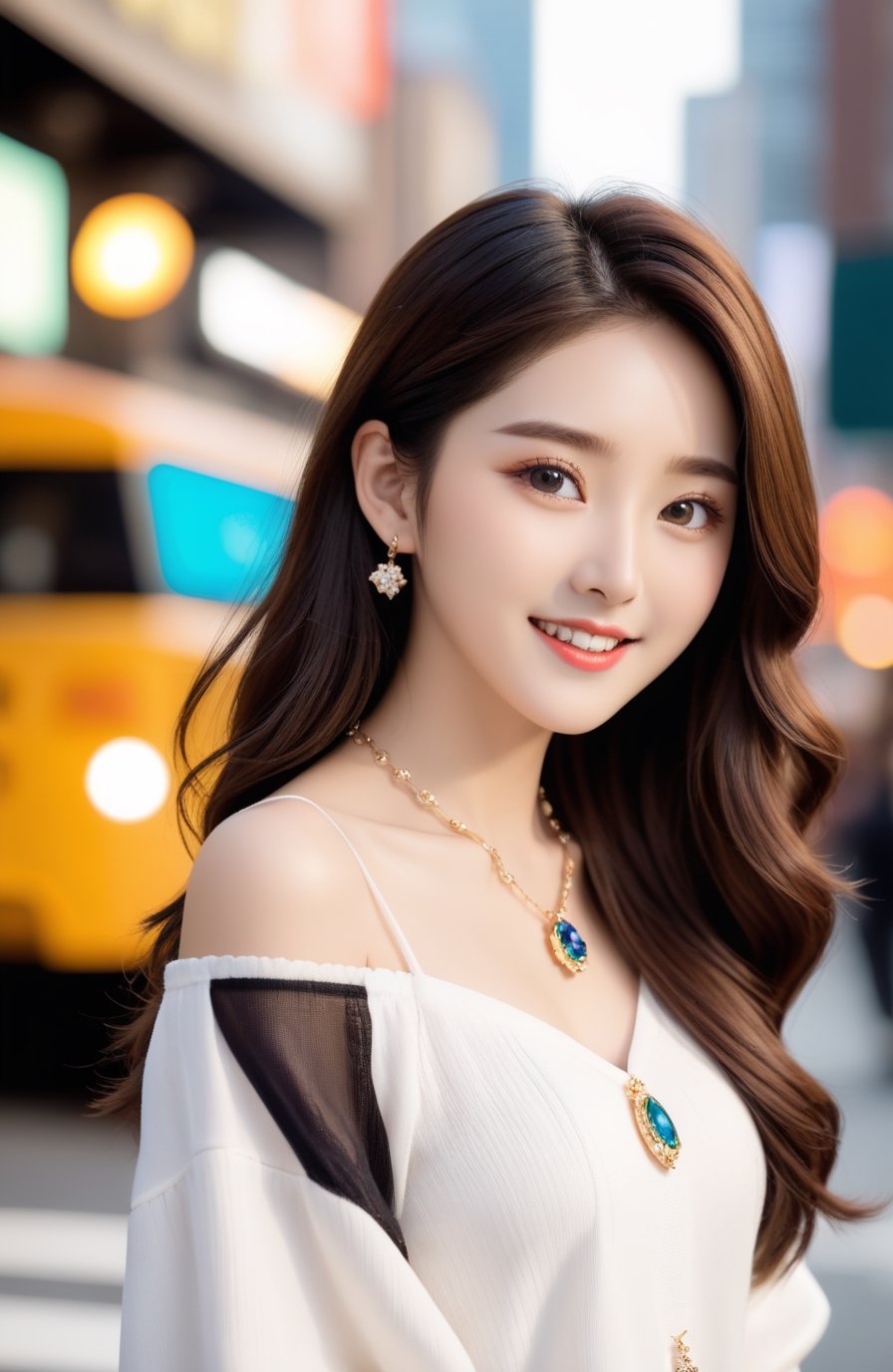 (1 22yo Korean star style), best quality, 8k, masterpiece, focus, perfect body beauty, highly detailed face and skin texture, delicate eyes, double eyelids, whitened skin,  Young beauty spirit, (bright smile), 
((The hair style and color is random, the necklace is random, the earrings are random, clothes style and color is random,  and the shoes are random, pose is random)). ((The background is to random New York's representative tourist destinations)), 
Ultra-clear, ultra-detailed, ultra-realistic, ((full body shot)), ,LinkGirl,real_booster,Perfect skin,korean girl,Pakistani Model,Wonder of Beauty,cutegirlmix