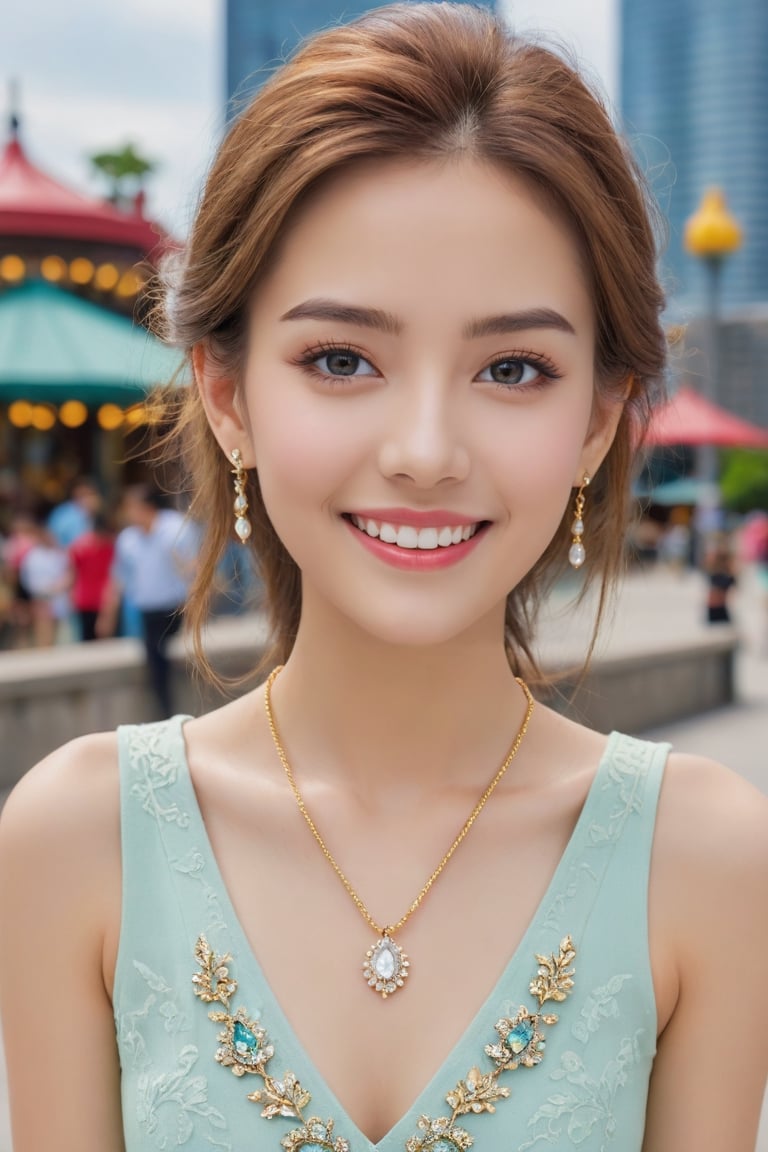 (1 22yo beauy girl), best quality, 8k, masterpiece, focus, perfect body beauty, highly detailed face and skin texture, delicate eyes, double eyelids, whitened skin,  Young beauty spirit, (bright smile), 
((The hair style and color is random, the necklace is random, the earrings are random, clothes style and color is random,  and the shoes are random, pose is random)). ((The background is a random selection of famous tourist attractions in the city of Toronto, Canada.)), 
Ultra-clear, ultra-detailed, ultra-realistic, ((full body shot)), 