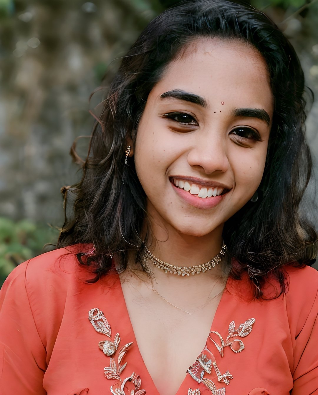 photorealistic, sharp focus, raw amateur photo, beautiful 25yo mallu  girl, take a selfie, happy, mouth open, detailed skin texture, (goosebumbs:0.7), dynamic pose, looking at viewer, taken with mobile camera, film grain, half body, wedding LUT