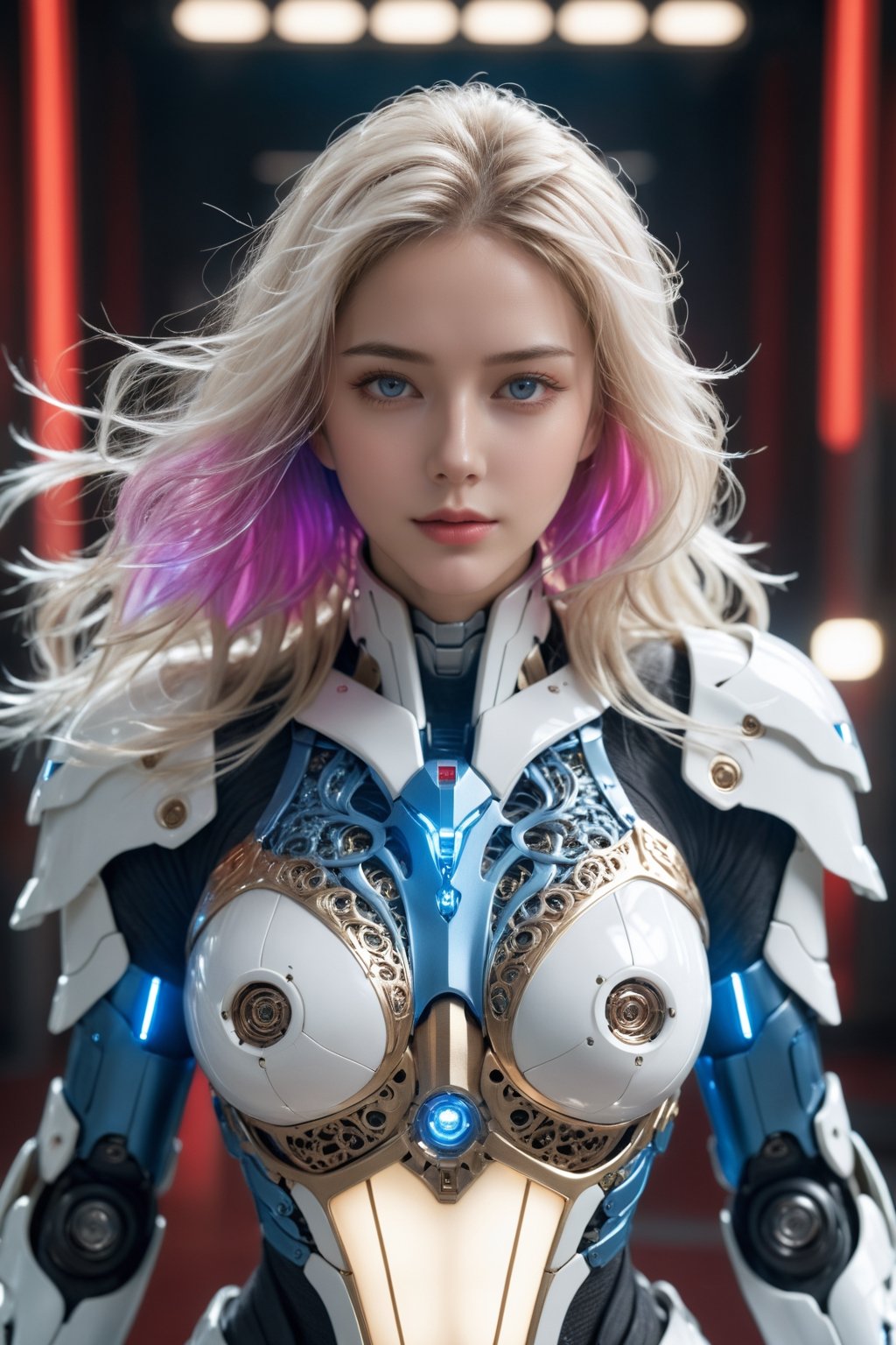 (ultra realistic,best quality),photorealistic,Extremely Realistic, in depth, cinematic light,hubgwomen,hubg_beauty_girl,

front_view, masterpiece, best quality, photorealistic, raw photo, (1girl, looking at viewer), long white hair, mechanical white armor, intricate armor, delicate blue filigree, intricate filigree, red metalic parts, detailed part, dynamic pose, detailed background, dynamic lighting, HUBG_Mecha_Armor,

intricate background, realism,realistic,raw,analog,portrait,photorealistic,hubg_mecha_girl,hubggirl