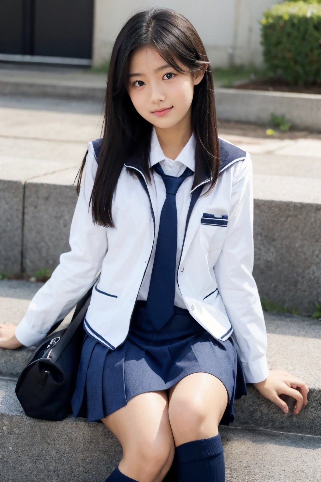 school uniform, sit