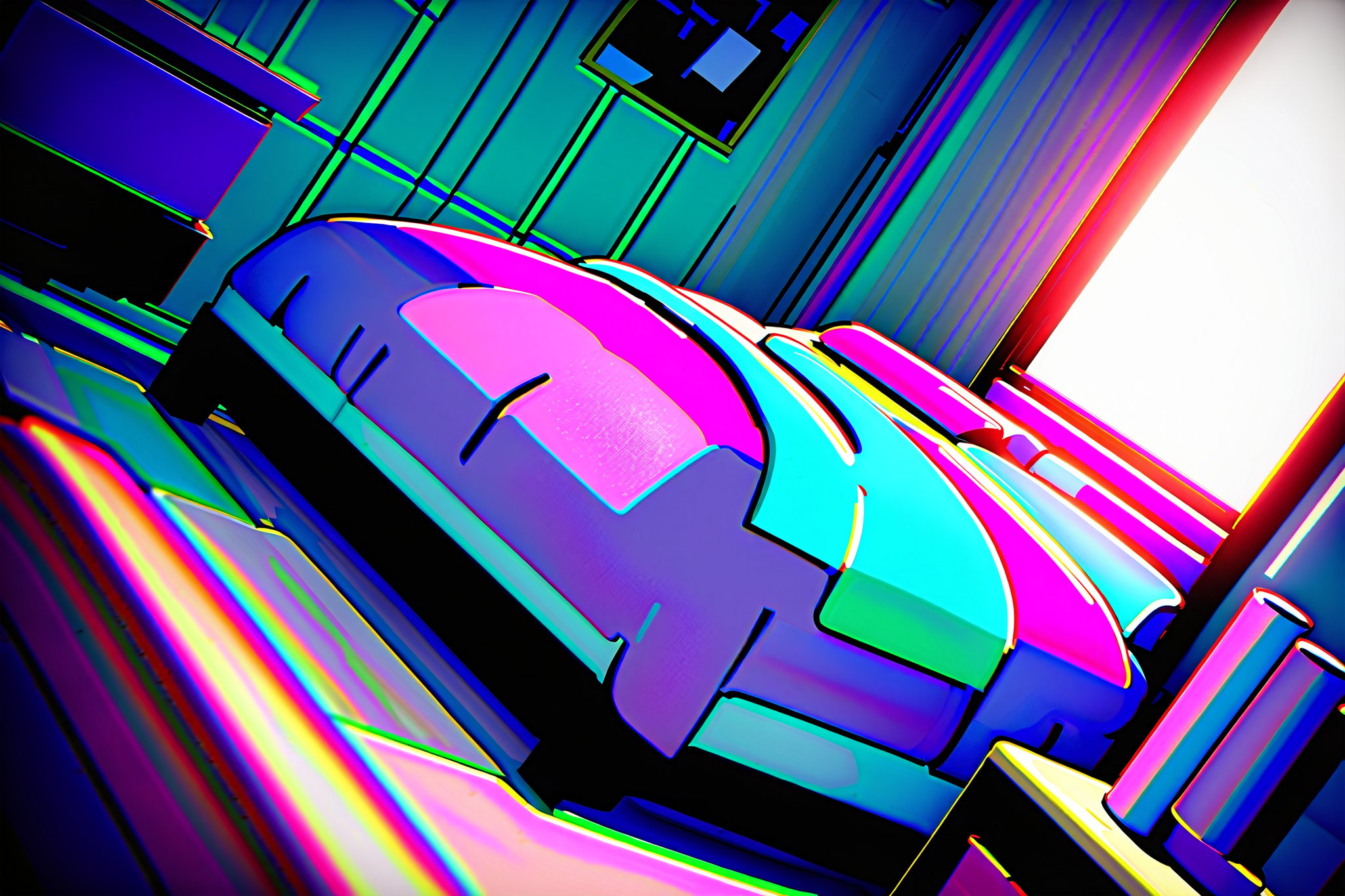 bedroom, indoor, [3D:7], [pop art:2], masterpiece, best quality, highres, recent, very aesthetic, General