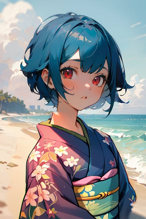 score_9, score_8_up, score_7_up, score_6_up, score_5_up, score_4_up, BREAK source_anime, morino rinze, blue kimono, floral print, long sleeves