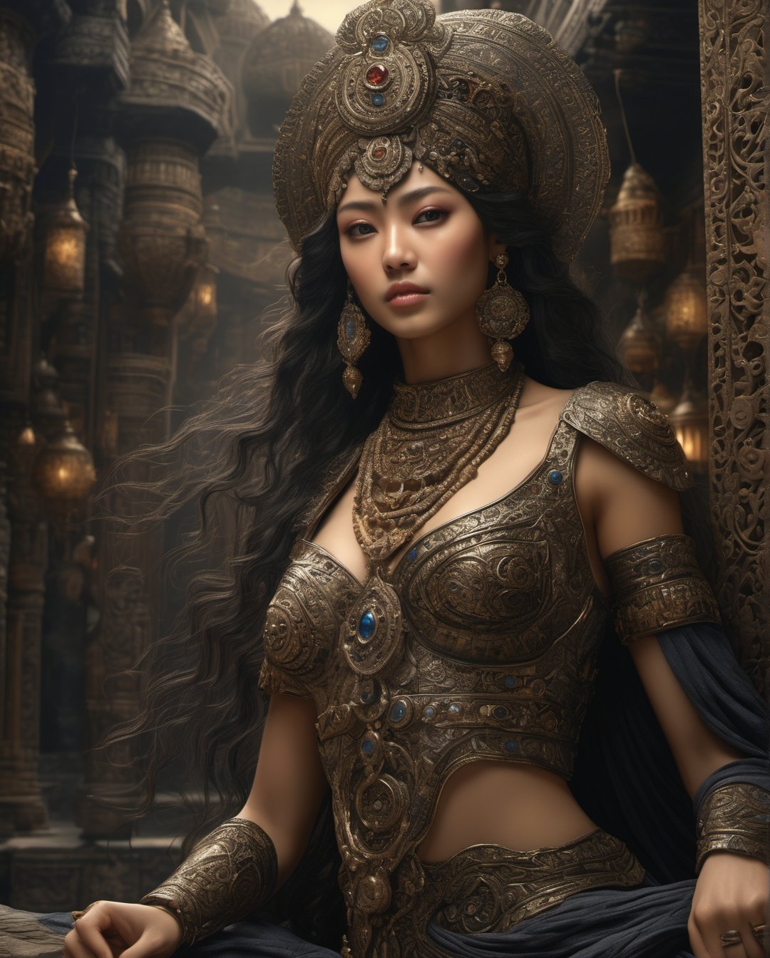 (masterpiece), best quality, extreme detailed, intricate, Masterpiece, best quality, hi res, 8k, hi res, 8k, award winning , (sharp focus, intricate, highly detailed)  , Orientalism dark fantasy Art.
more detail XL