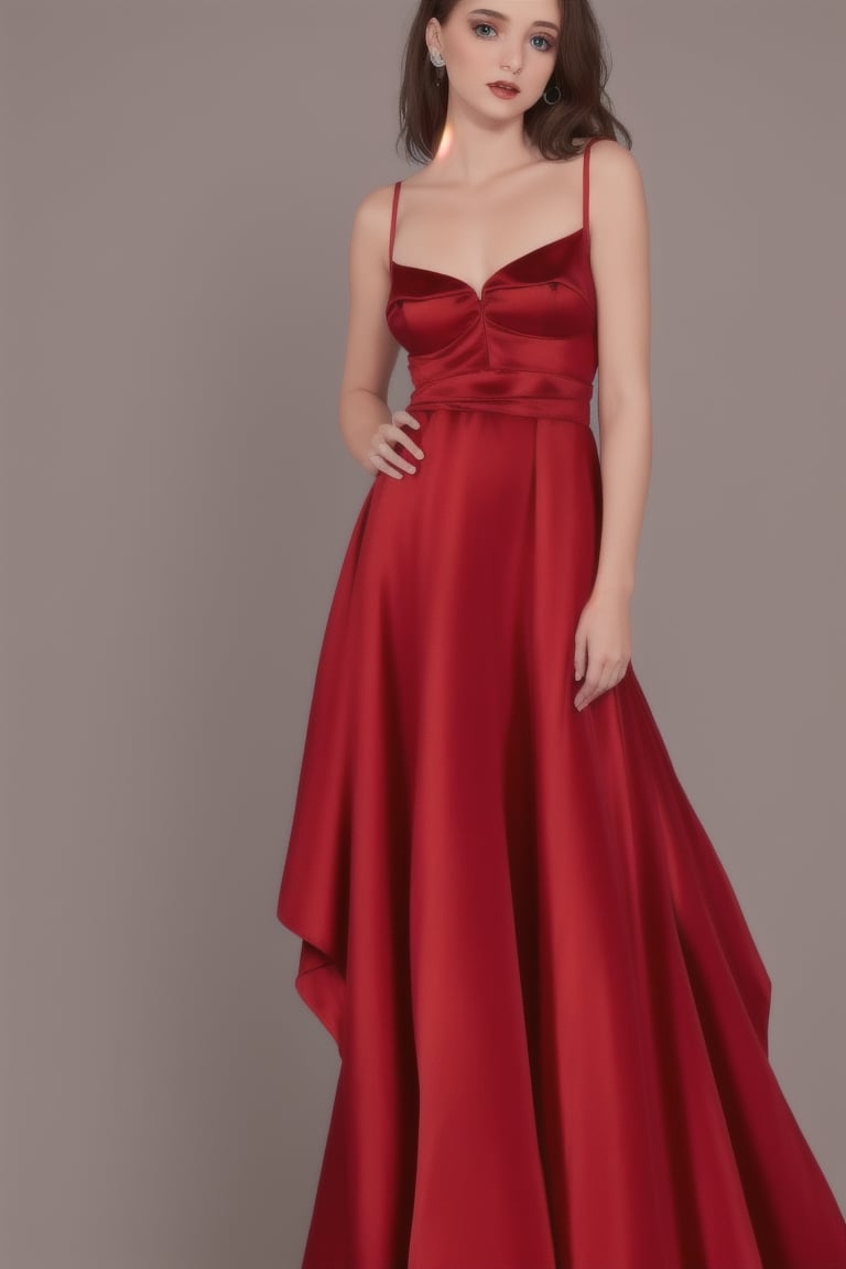 Red satin evening gown 