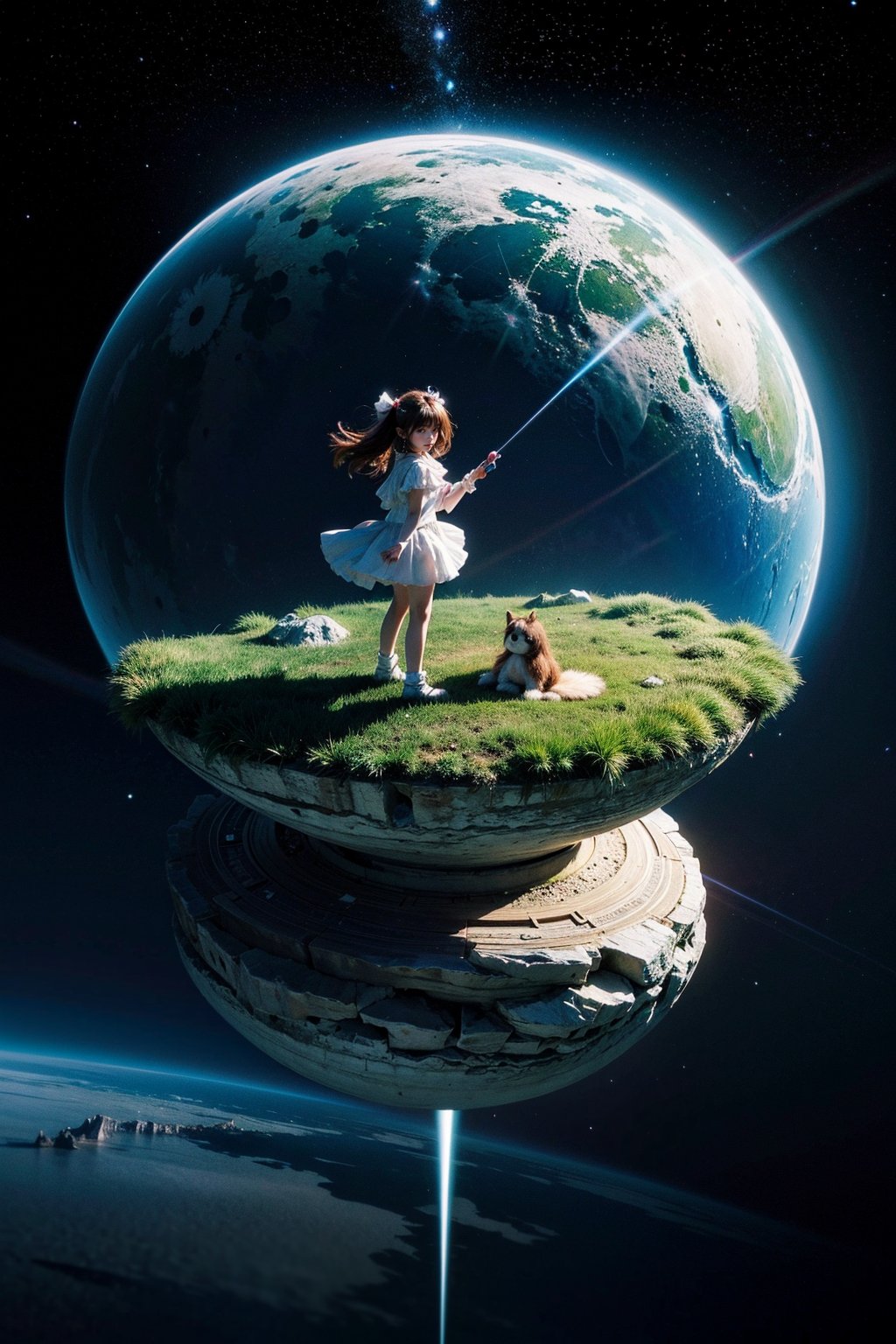 girl, chibi, landscape, space fantasy, magical floating islands, celestial creatures, whimsical atmosphere


,CuteSt1,