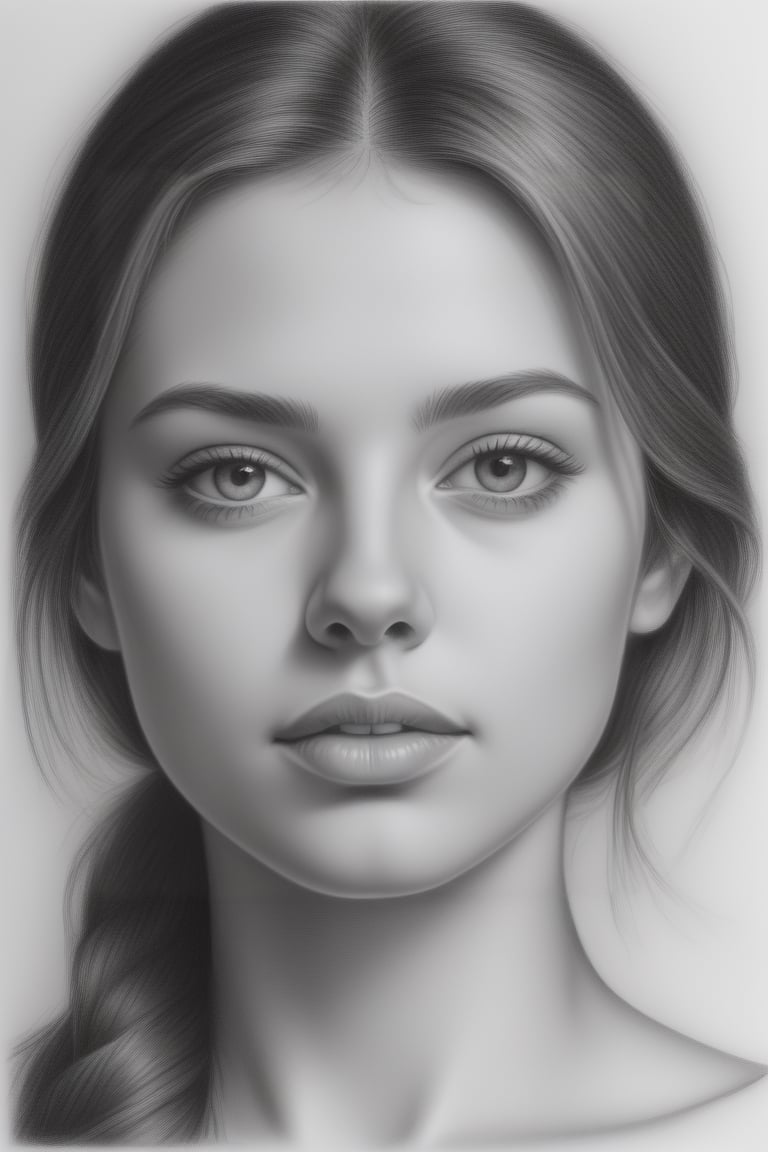 Realistic pencil drawing of a young woman's face,<lora:659095807385103906:1.0>