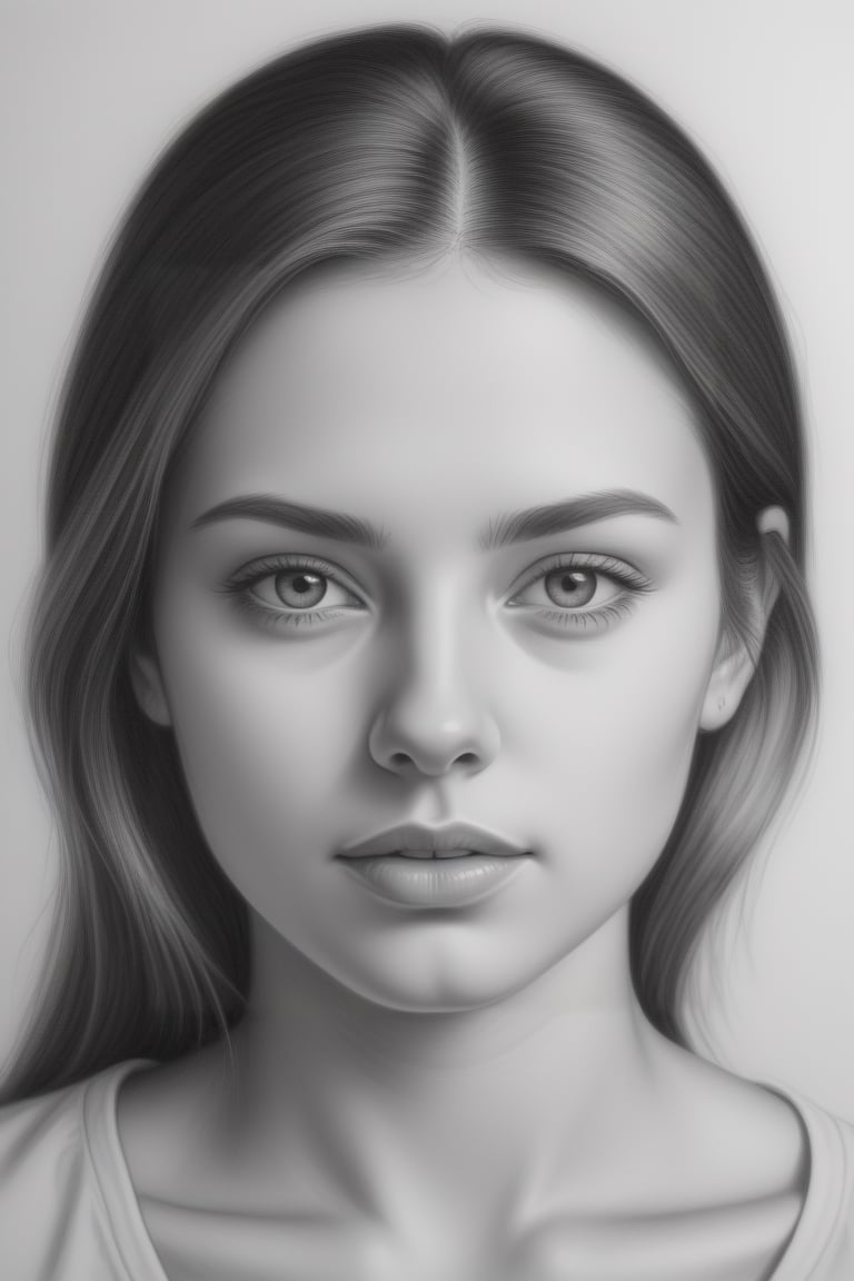 Realistic pencil drawing of a young woman's face,<lora:659095807385103906:1.0>