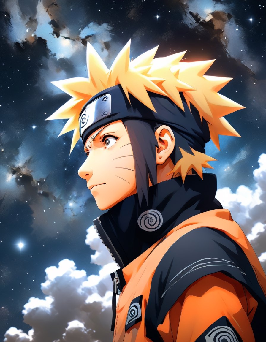 Profile of a Naruto looking up at the stars