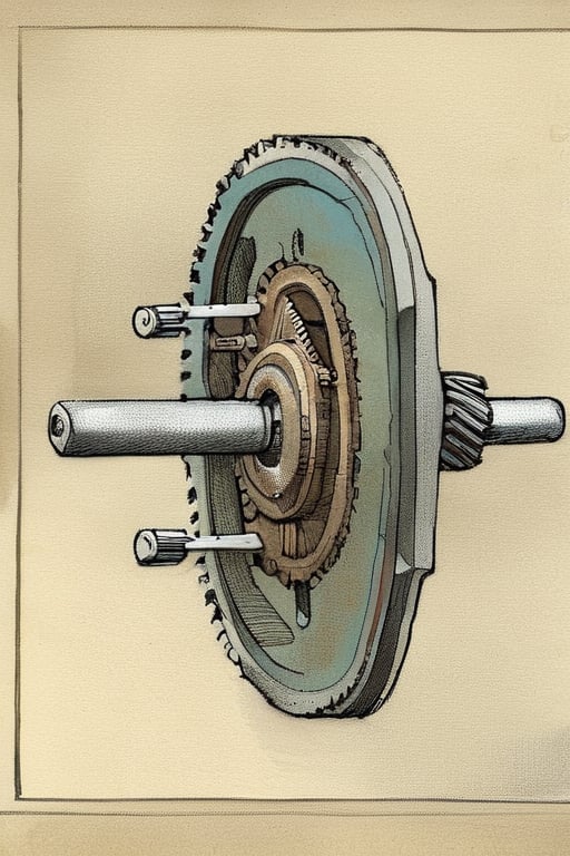 Illustration of a gearbox by David Macaulay 