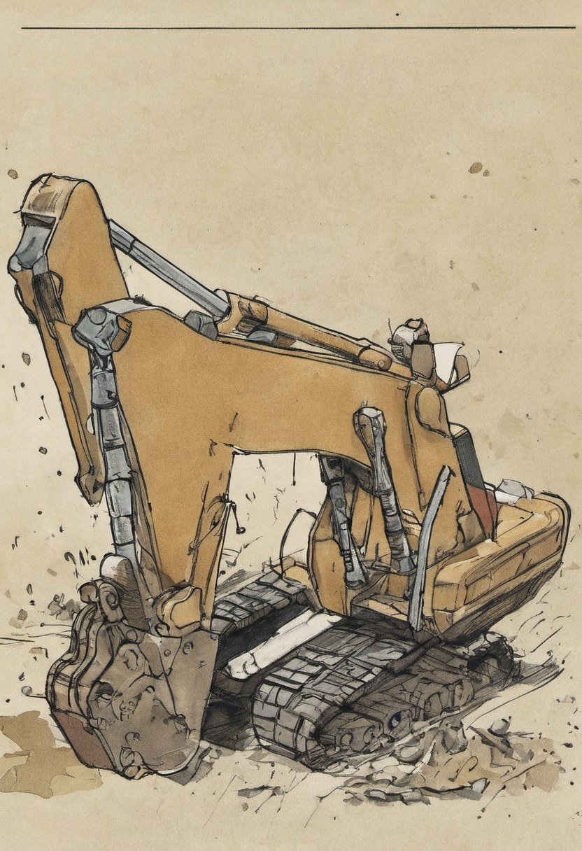 Illustration of construction digger by David Macaulay