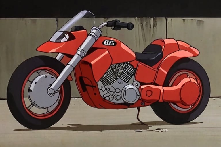 a frame of a animated film of motorcycle , style akirafilm 