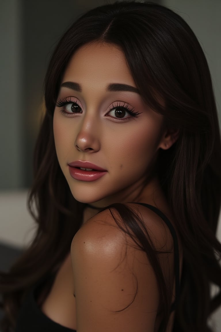 dynamic pose, Ariana Grande(arianagrande) modern fashionable girl with expressive eyes , highly detailed, 4 k, hdr, sharp focus, high resolution, excellent composition, cinematic atmosphere, precise correct anatomy, aesthetichigh detail of the face image, 


sexy, and beautiful woman, very accentuated features, perfect body with ideal proportions, perfect eyes with very long eyelashes, juicy lips, perfect smile, sensual devilish smile, smiling, sensual makeup, sinister,Realism,Epic,Movie Still,DonMn1ghtm4reXL,ink ,style, UHD, 8K, intricate, highly detailed, perfect volumetric light, epic light, urban art masterpiece, charcoal drawing, intense colors, vibrant colors, chromatic aberration, vintage style, abstract, ((upper body)), vintage_p_style, sensual, mysterious, powerful aura,vintage_p_style,GLOWING, wearing a bodysuit,Ariana grande,Actress 