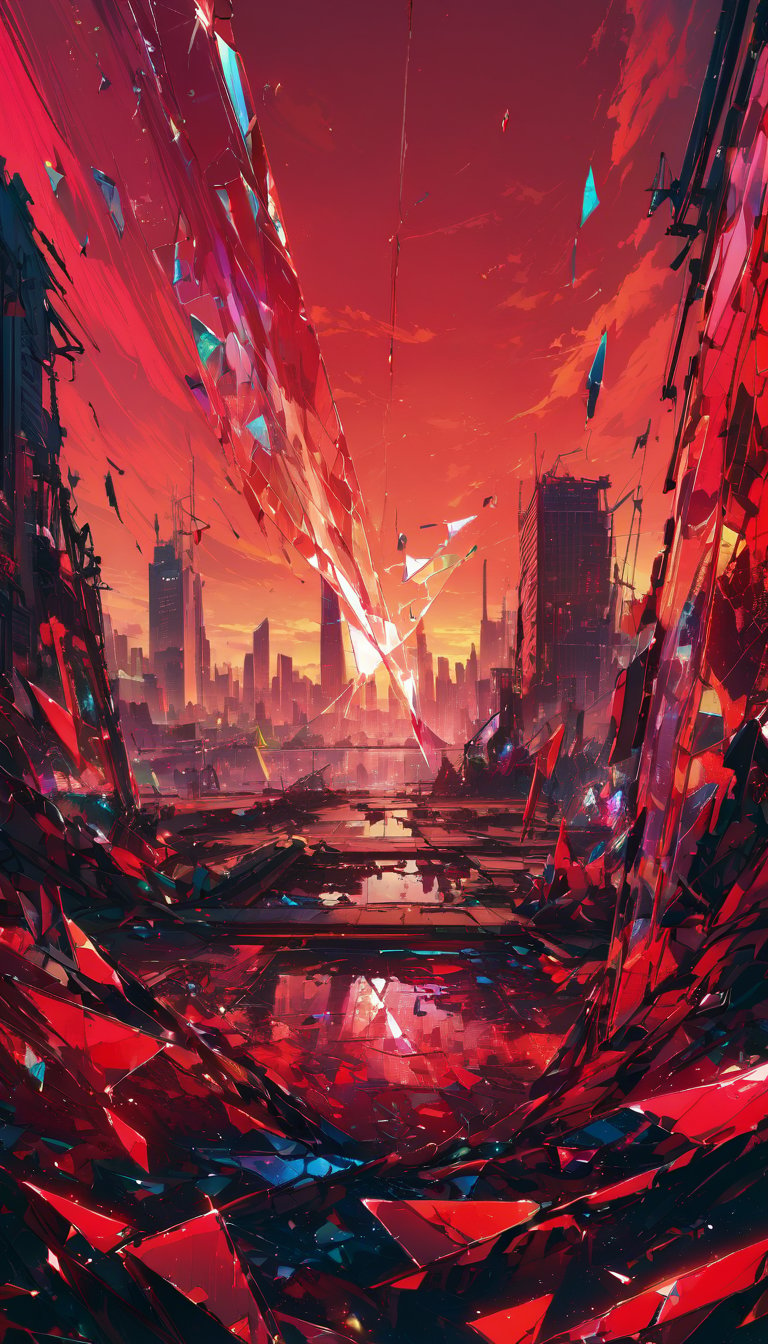 //quality, (masterpiece:1.4), (detailed), ((,best quality,)),//,(red_theme:1.4),(red_sky:1.4),(warning signal:1.2),cityscape,sky focus, horizon,(,broken_glass,broken_sky:1.4),scenery,Surreal Elements,glitch,error message,(error,error data codes:1.3),(glitch effect:1.3),(cyberpunk:1.2),shards, (puzzle:1.2),glass,brocken glass,transparent glass,pieces of glass,Made_of_pieces_broken_glass