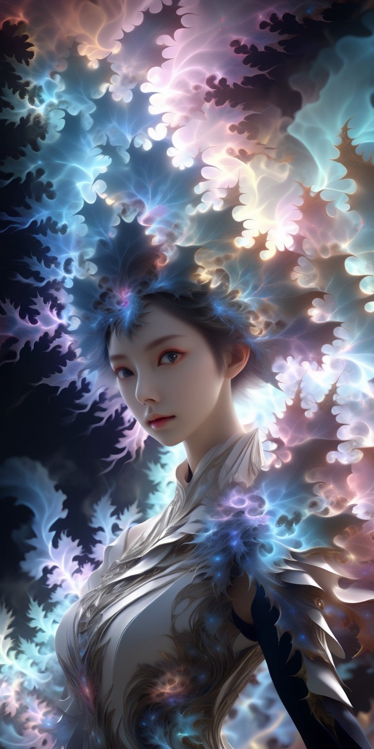 1girl,  (masterpiece, top quality, best quality, official art, beautiful and aesthetic:1.2), (1man), extreme detailed,(abstract, fractal art:1.3),colorful hair,highest detailed, detailed_eyes, fire, water, ice, lightning, light_particles, ghost,