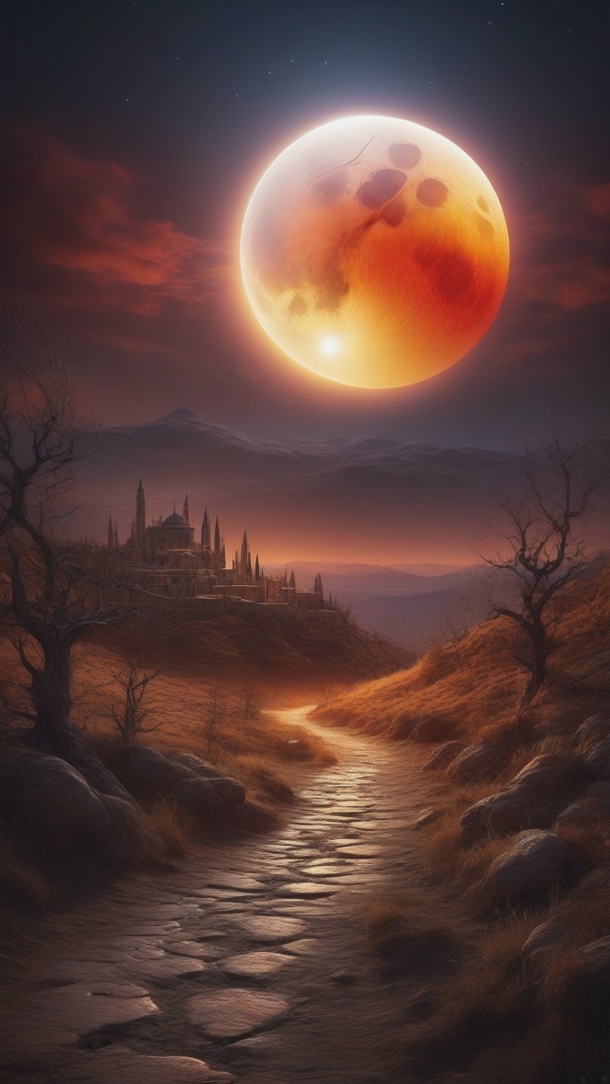 best quality, masterpiece,	
The Moon Presence: Amidst the surreal landscape of the Hunter's Dream, the Moon Presence descends, a celestial being of incomprehensible power and mystery, its intentions as enigmatic as the blood moon that casts its light over Yharnam.

ultra realistic illustration, siena natural ratio, ultra hd, realistic, vivid colors, highly detailed, UHD drawing, perfect composition, ultra hd, 8k, he has an inner glow, stunning, something that even doesn't exist, mythical being, energy, molecular, textures, iridescent and luminescent scales, breathtaking beauty, pure perfection, divine presence, unforgettable, impressive, breathtaking beauty, Volumetric light, auras, rays, vivid colors reflects.