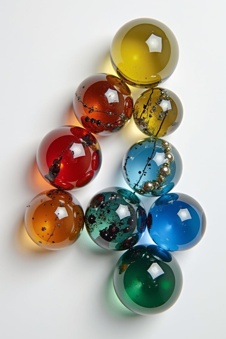 number four made out of colored glass marbles