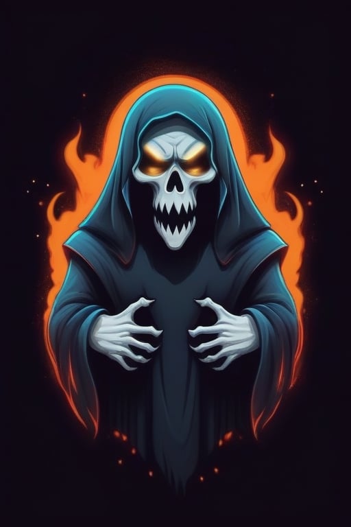 a LOGO in Horror Gener with a Ghost ,mascot logo