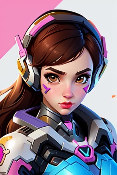 Overwatch, D.va, Hana Song, Professional gamer, Mech pilot, Fusion Cannons, Light Gun, Beautifull Face,xuer pistol,More Detail, half Body Picture 