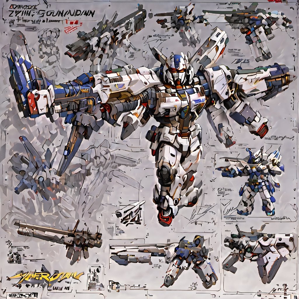 Detailed assembly instructions, written instructions, arrows and sketches for the    Wing Gundam Zero   on the board