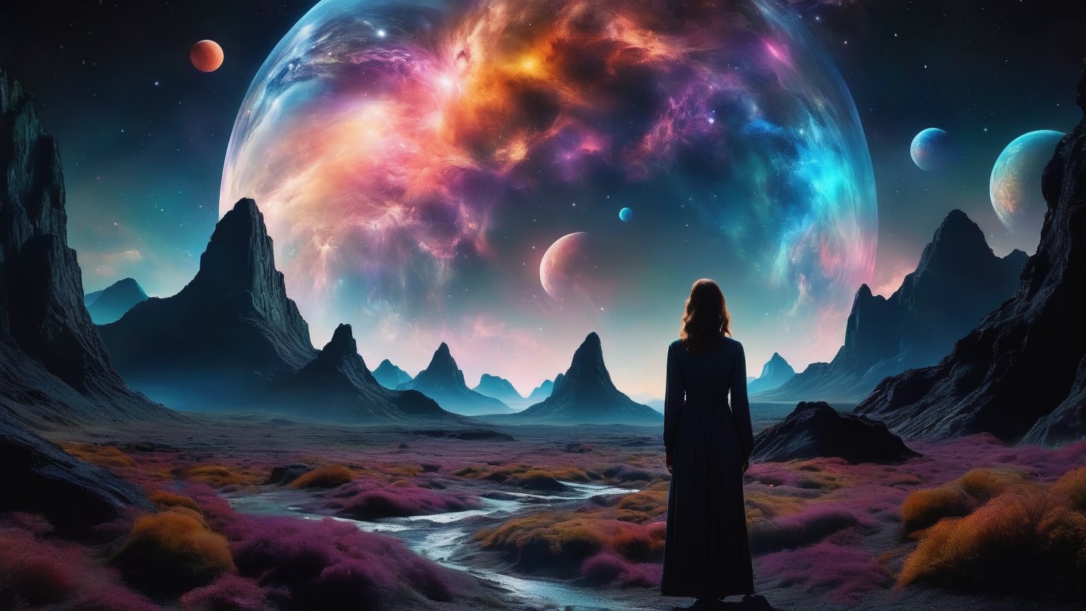 make me some abstract landscapes with a woman in astral profection
dark mode,wide background.,Movie Still,photo r3al