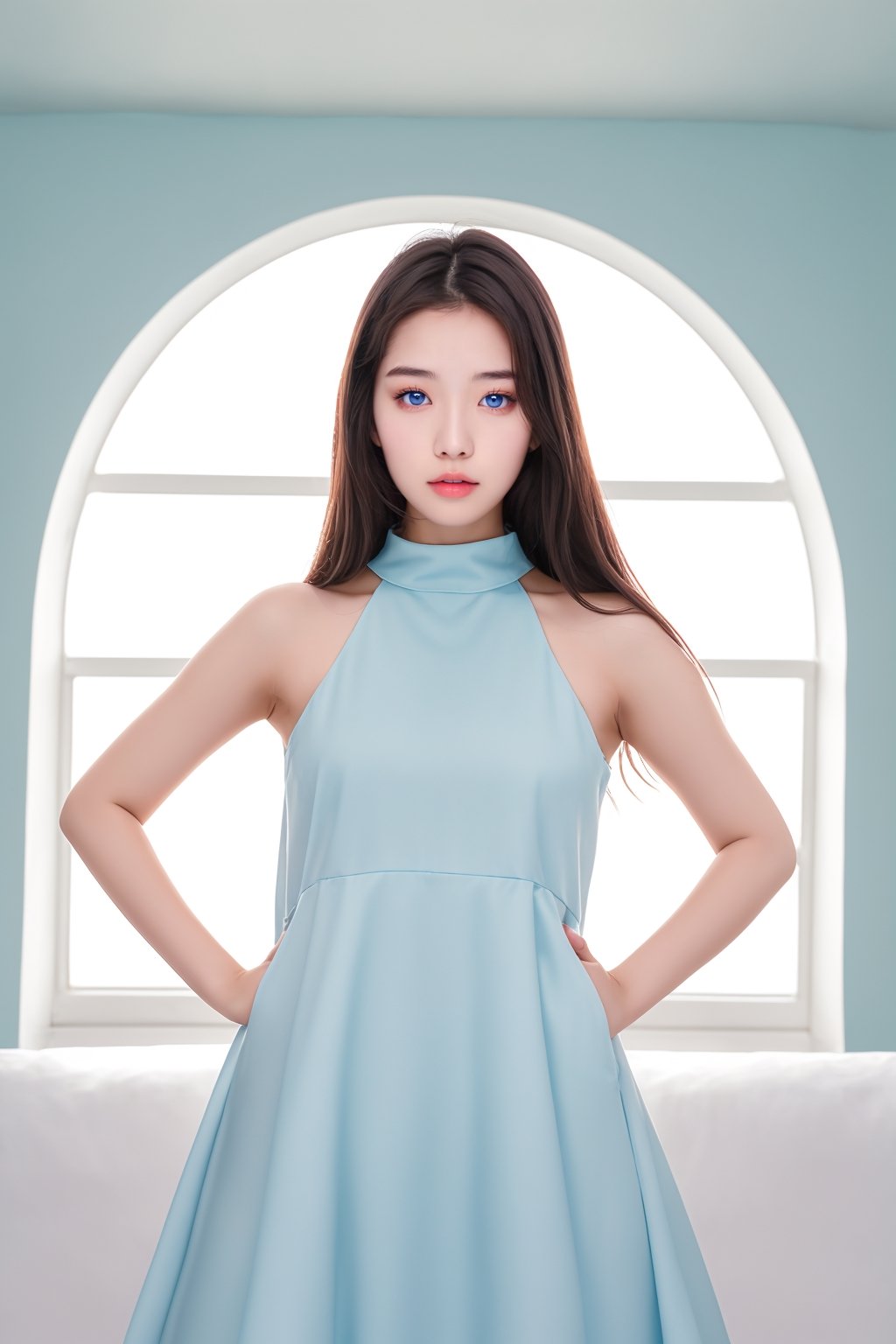 1 girl, a 20-year-old Korean girl, a portrait of her upper body looks at the viewer,
Perfect eyes, eyes, symmetrical pale blue eyes, redness, beauty, face concentration, straight thin redness, beautiful eye photography 