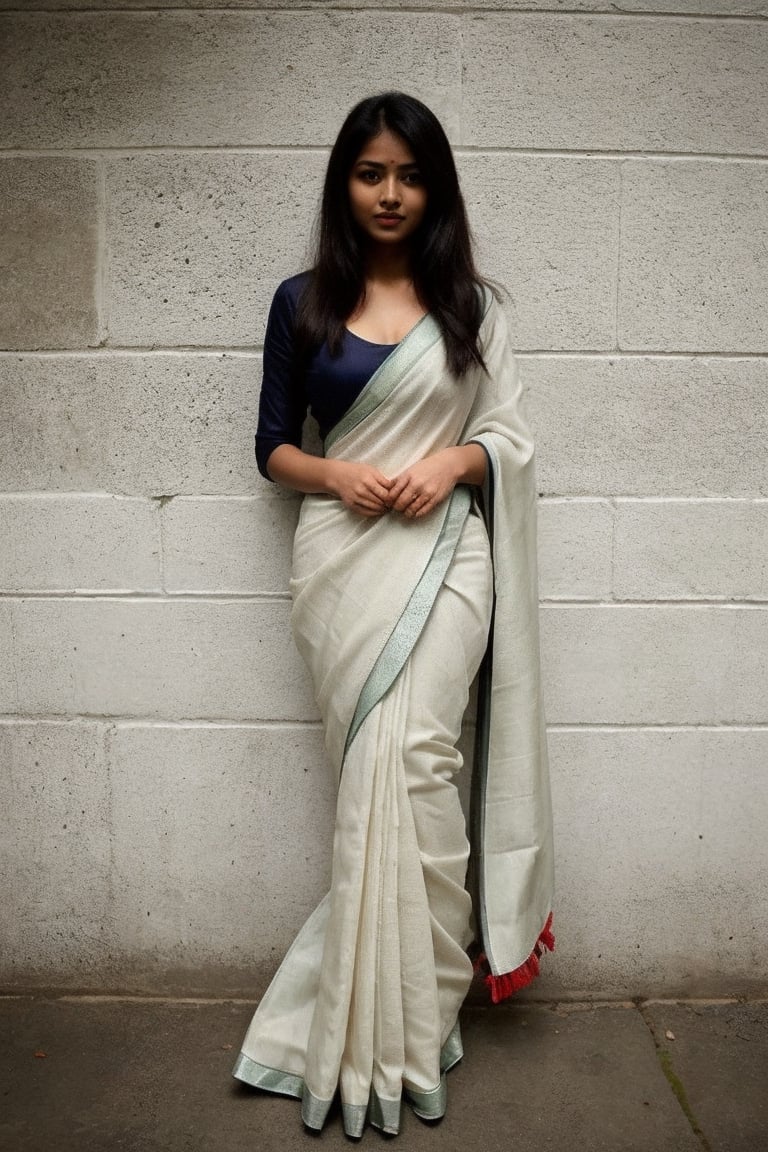 super cute Indian woman wear saree 